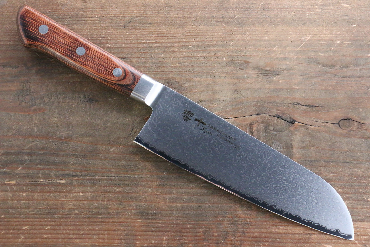 玉鋼 響十 63層 ダマスカス 三徳包丁 175mm KP-1114 - 清助刃物