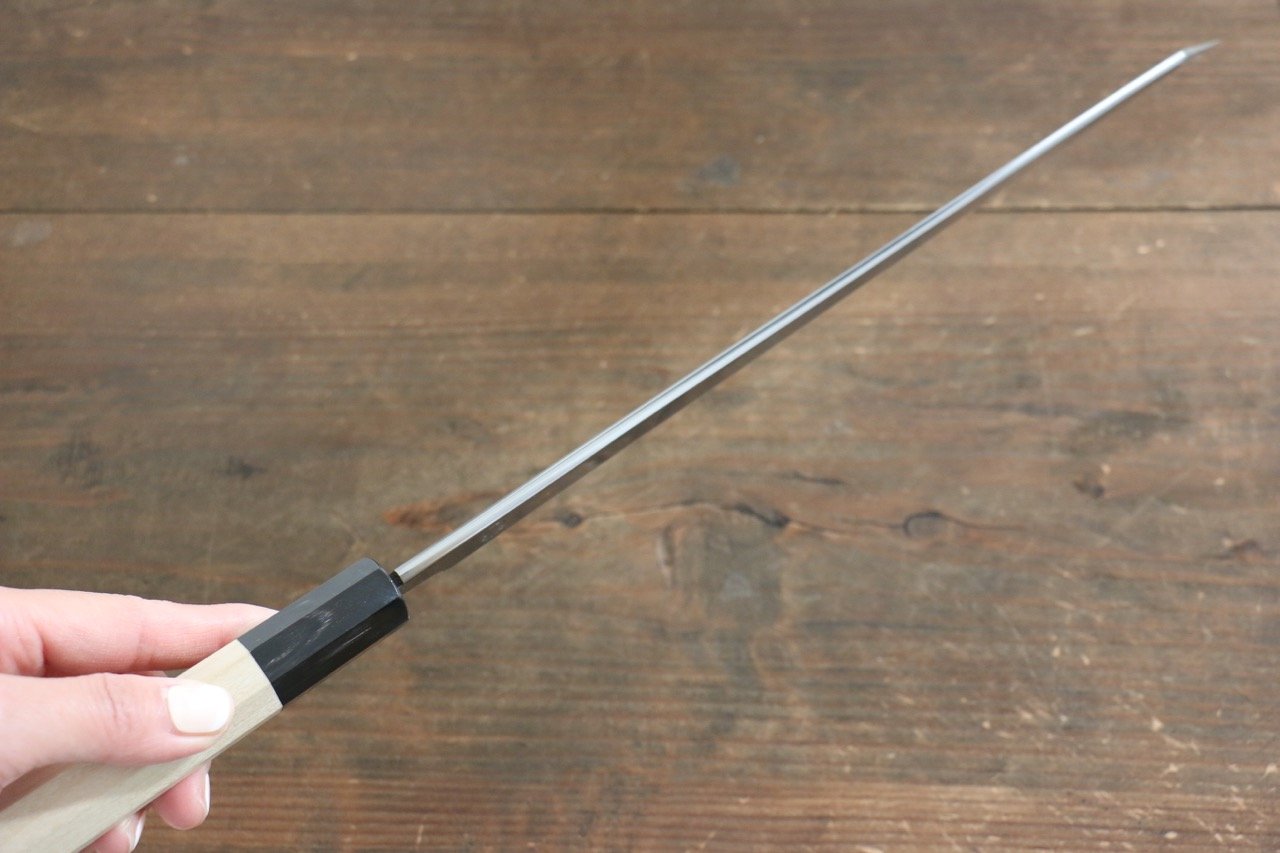 重陽 白鋼 鏡面仕上げ 切付柳刃包丁 270mm 朴柄 - 清助刃物