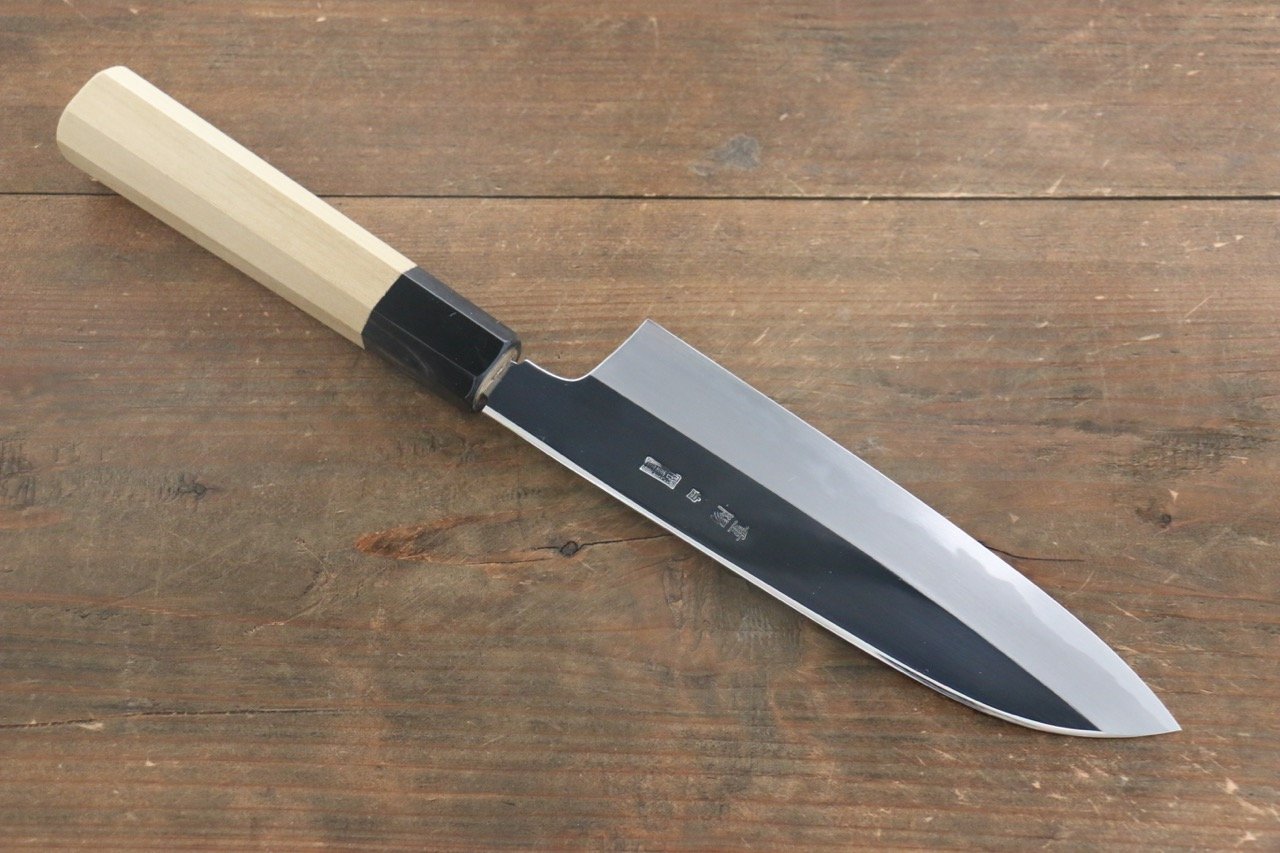 重陽 白鋼 鏡面仕上げ 三徳包丁 180mm 朴柄 - 清助刃物