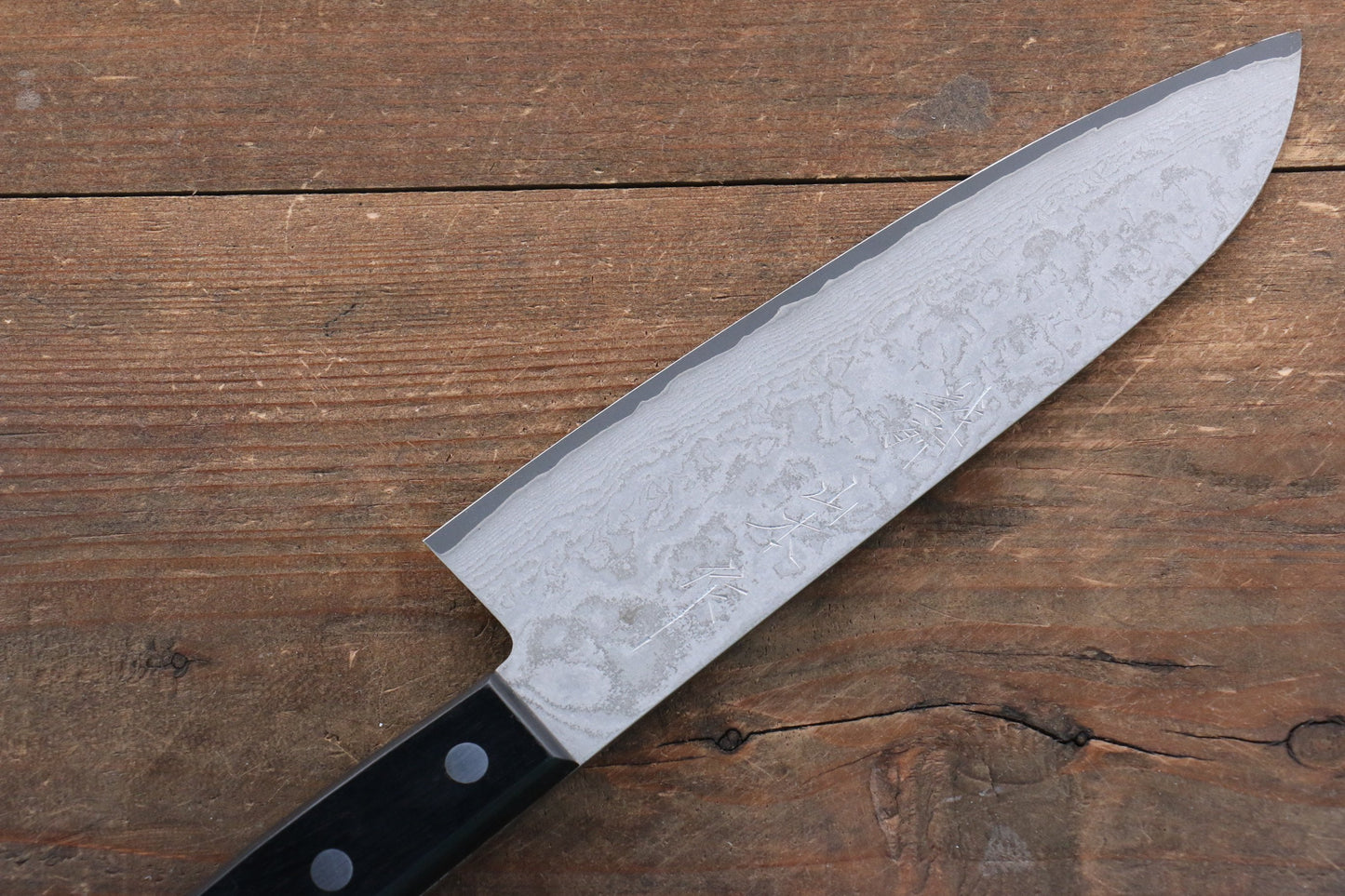 山本 直 V金10号 黒ダマスカス 三徳包丁 180mm 黒合板柄 - 清助刃物