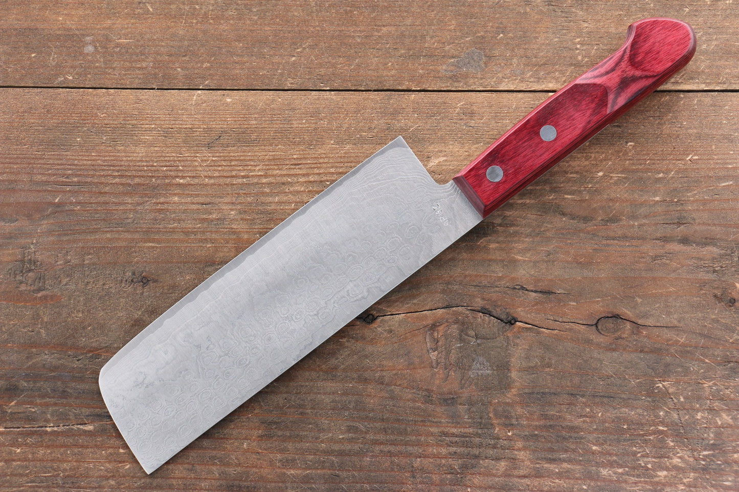 山本 直 SG2 ダマスカス 磨き仕上げ 菜切包丁  165mm 赤合板柄 - 清助刃物