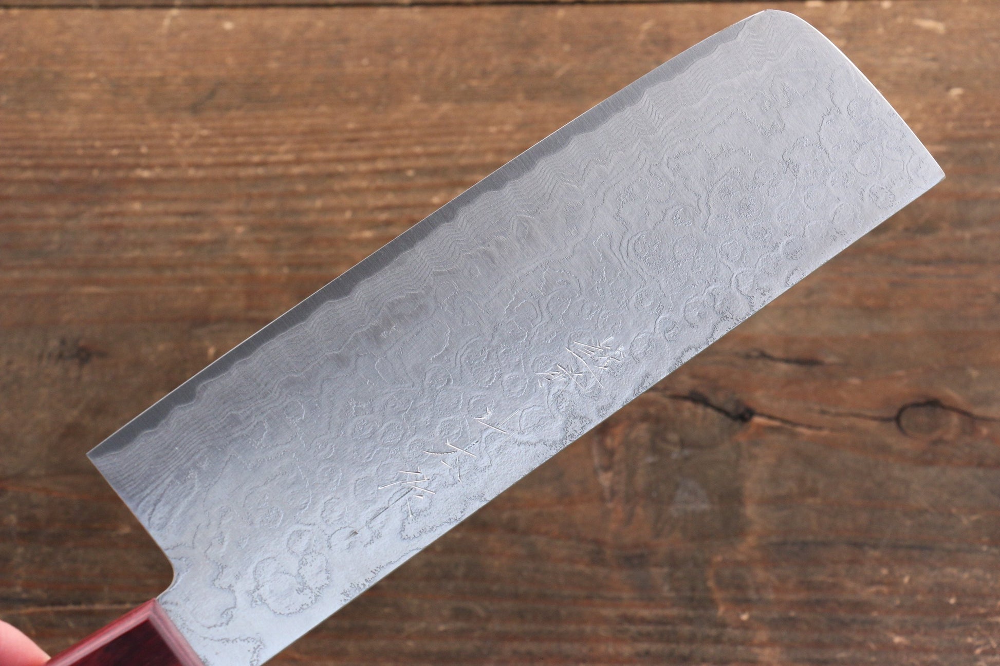 山本 直 SG2 ダマスカス 磨き仕上げ 菜切包丁  165mm 赤合板柄 - 清助刃物