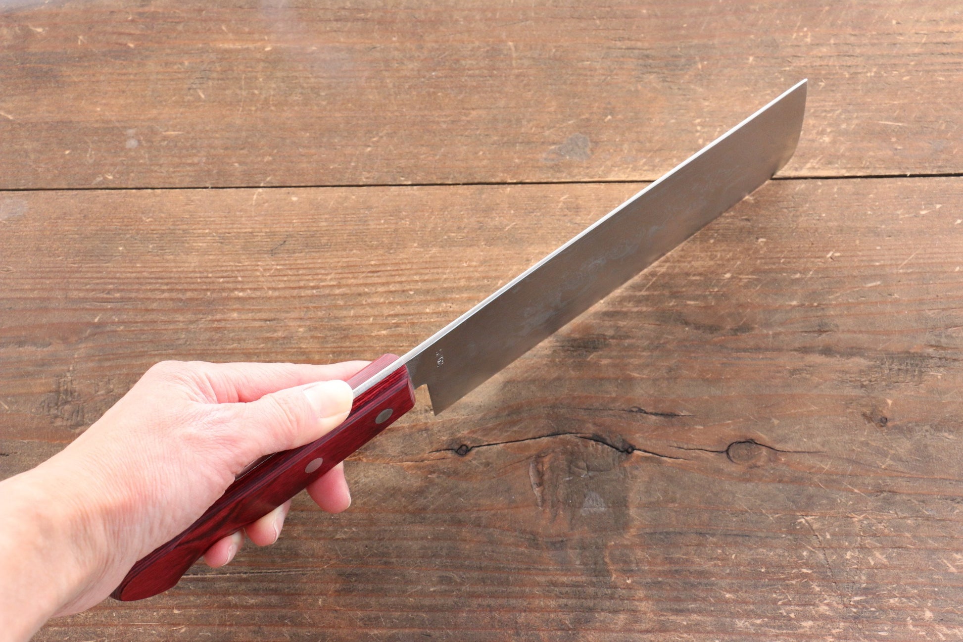 山本 直 SG2 ダマスカス 磨き仕上げ 菜切包丁  165mm 赤合板柄 - 清助刃物