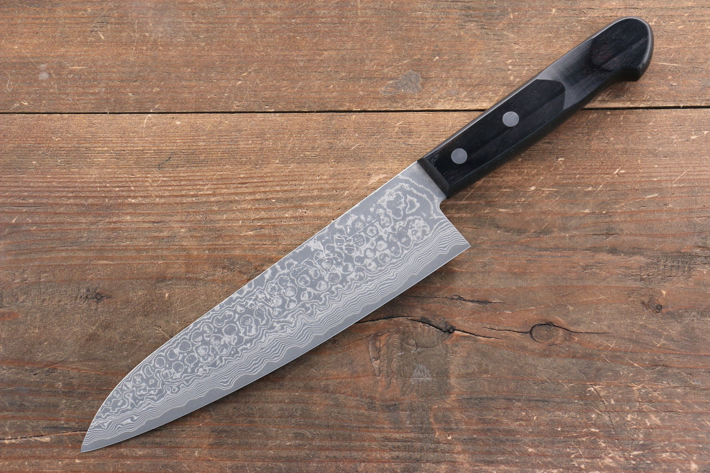 山本 直 SG2 ダマスカス 磨き仕上げ 牛刀包丁 180mm 黒合板柄 - 清助刃物