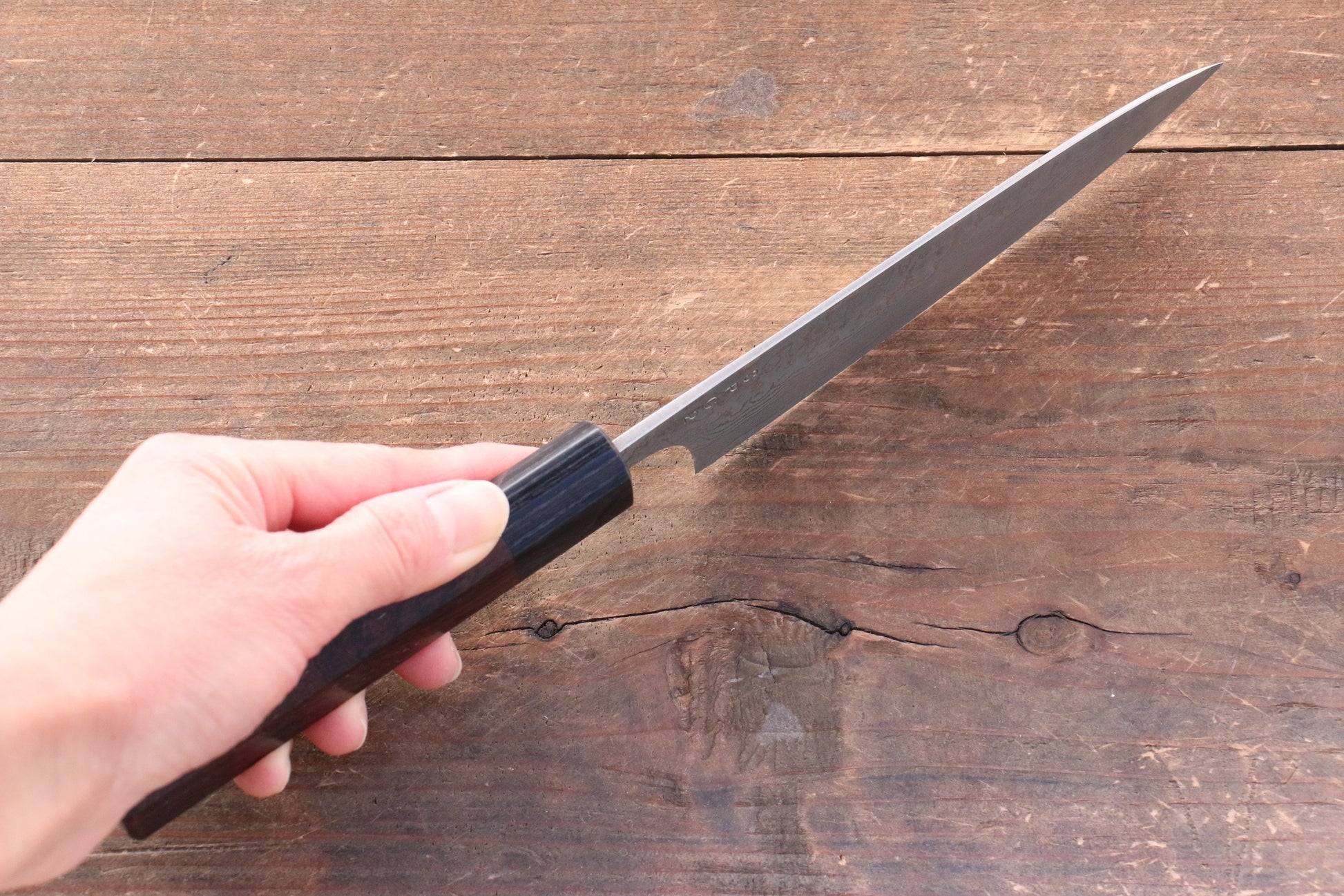 山本 直 SG2 黒ダマスカス ペティーナイフ  140mm 紫檀柄 - 清助刃物