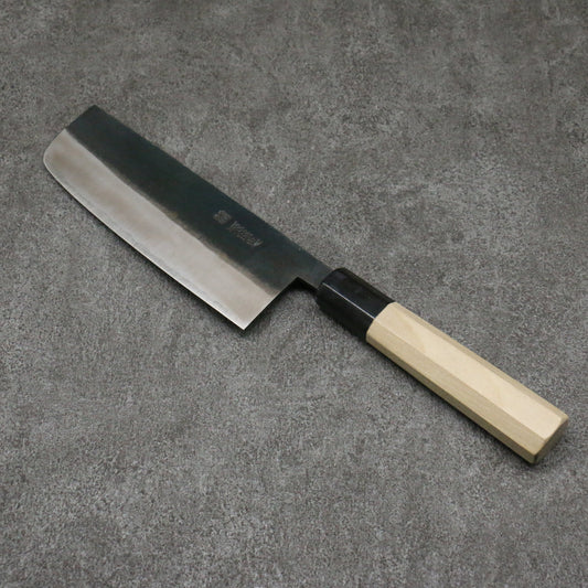 源 昭忠 白ニ鋼 黒打 菜切包丁 165mm 朴柄 - 清助刃物