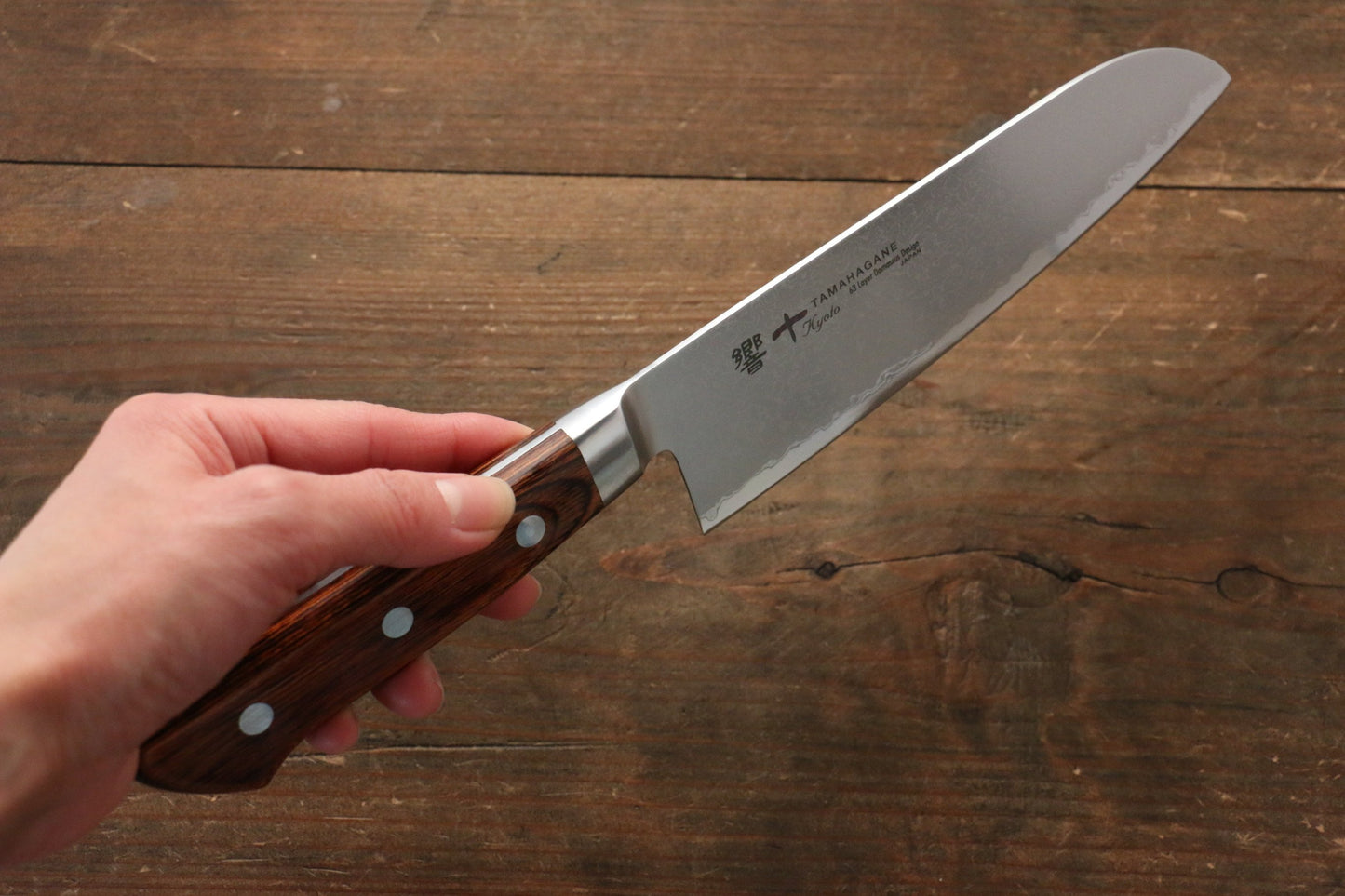 玉鋼 響十 63層 ダマスカス 三徳包丁 160mm KP-1115 - 清助刃物