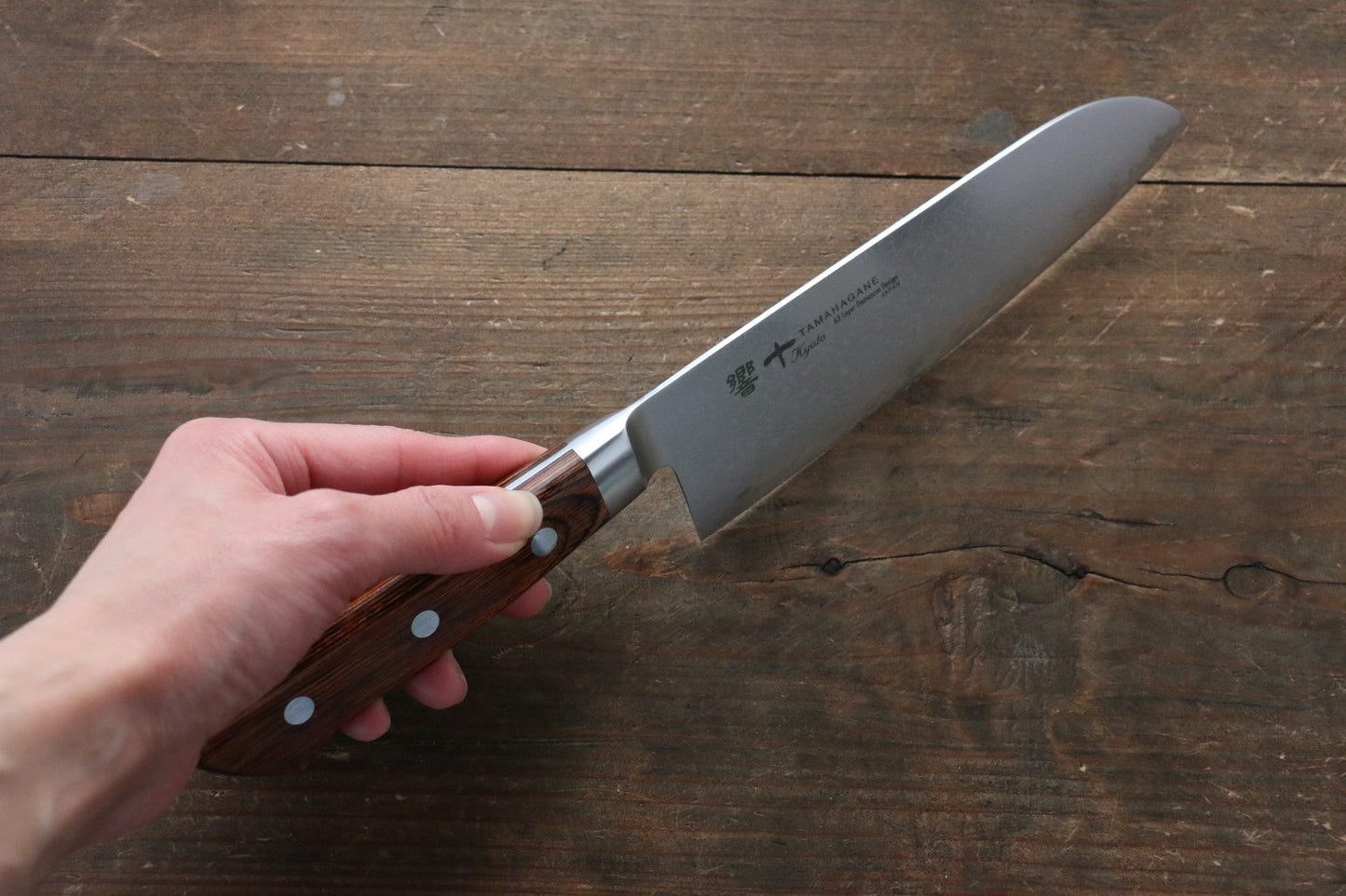 玉鋼 響十 63層 ダマスカス 三徳包丁 160mm KP-1115 - 清助刃物