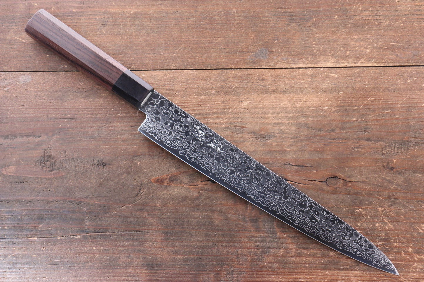 清助 AUS10 ダマスカス 筋引包丁 240mm 紫檀柄 - 清助刃物