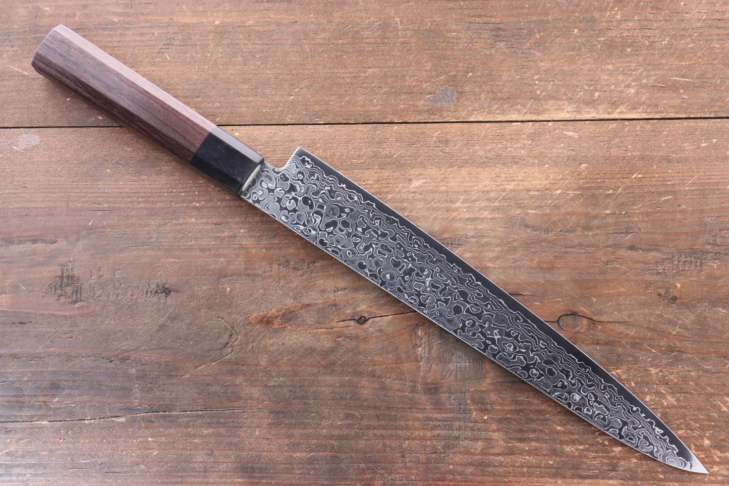 清助 AUS10 ダマスカス 筋引包丁 240mm 紫檀柄 - 清助刃物