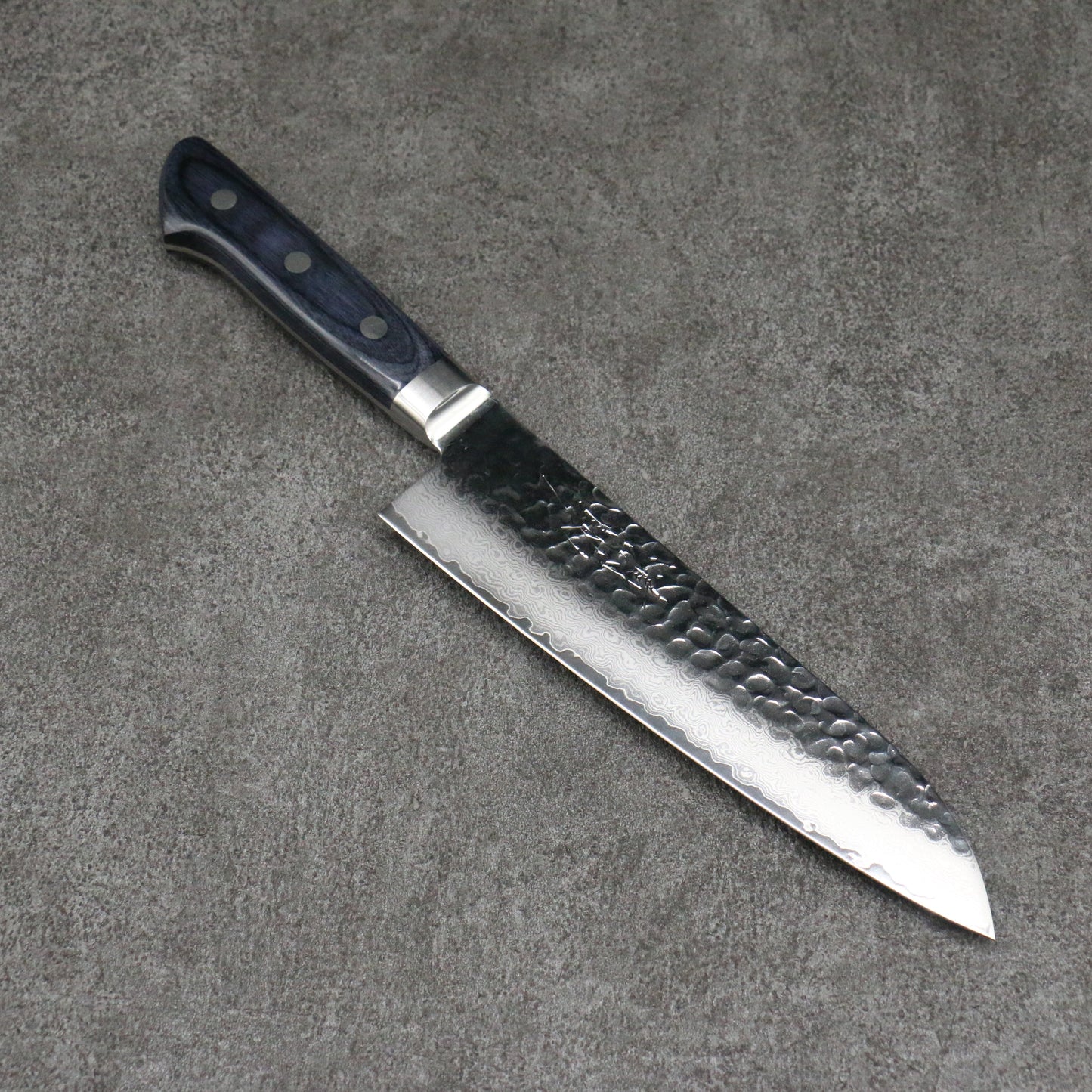 清助 青雲 VG10 33層 ダマスカス 三徳包丁 180mm 合板 (紺色)柄 - 清助刃物