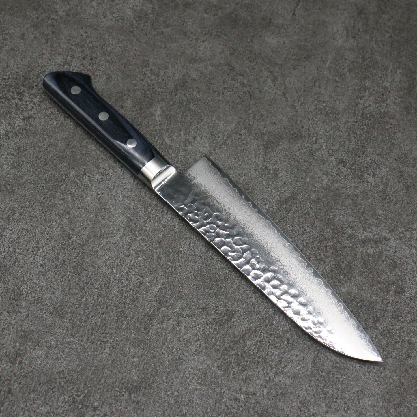 清助 青雲 VG10 33層 ダマスカス 三徳包丁 180mm 合板 (紺色)柄 - 清助刃物