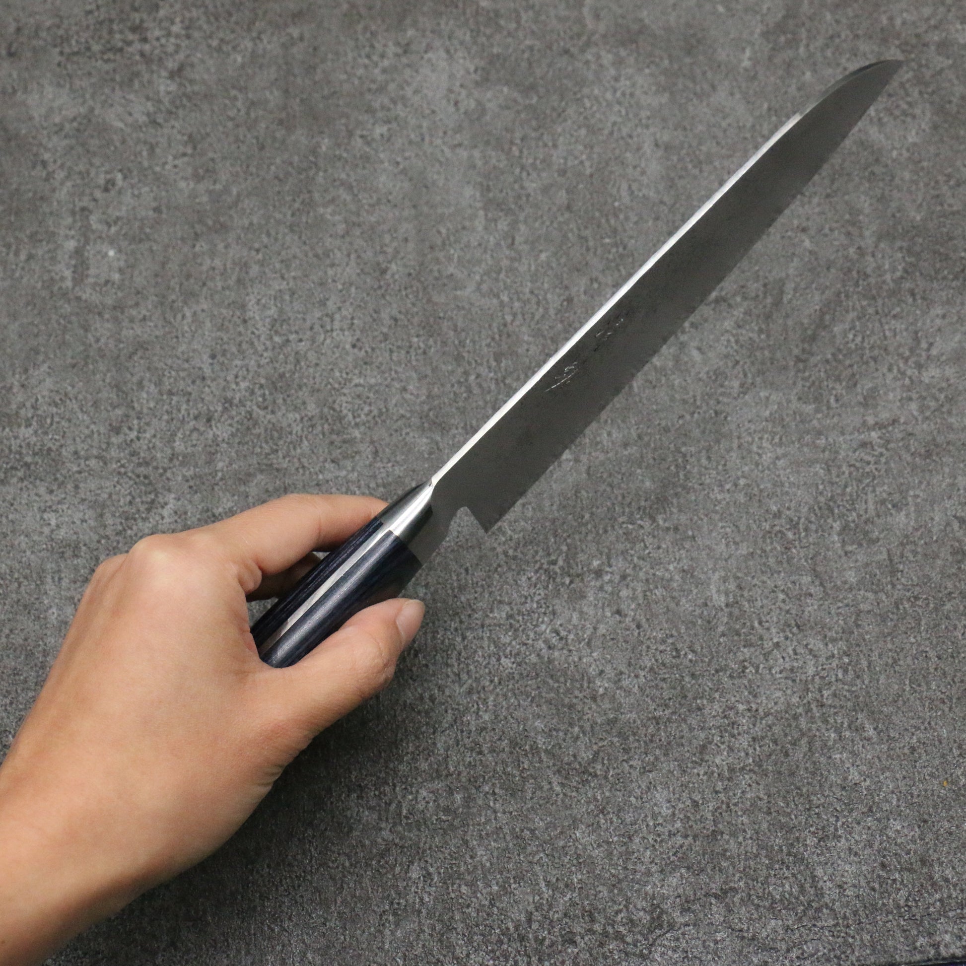 清助 青梨 AUS10 3層 梨地 三徳包丁 170mm 合板 (紺色)柄 - 清助刃物