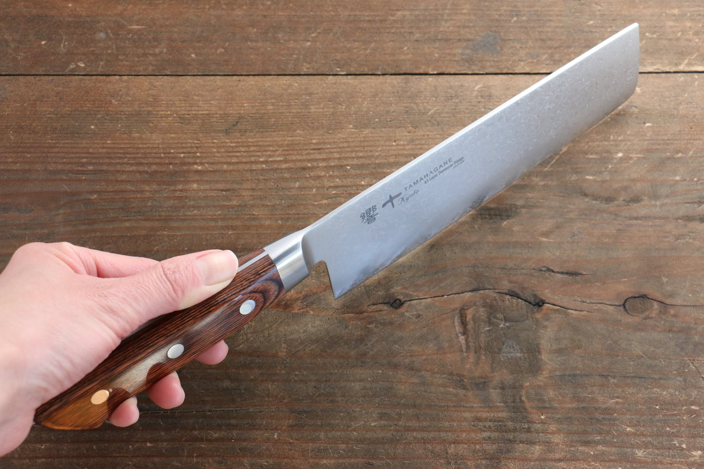玉鋼 響十 63層 ダマスカス 菜切包丁 160mm KP-1116 - 清助刃物