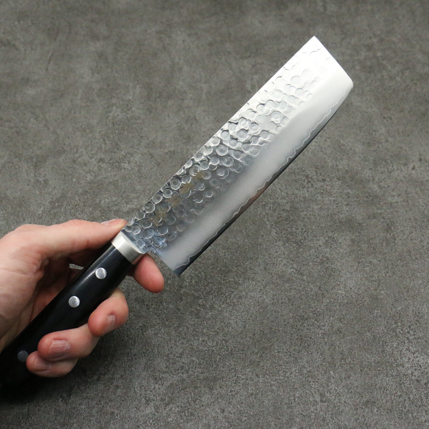 兼常 V金1号 鎚目 菜切包丁 165mm 黒合板柄 - 清助刃物