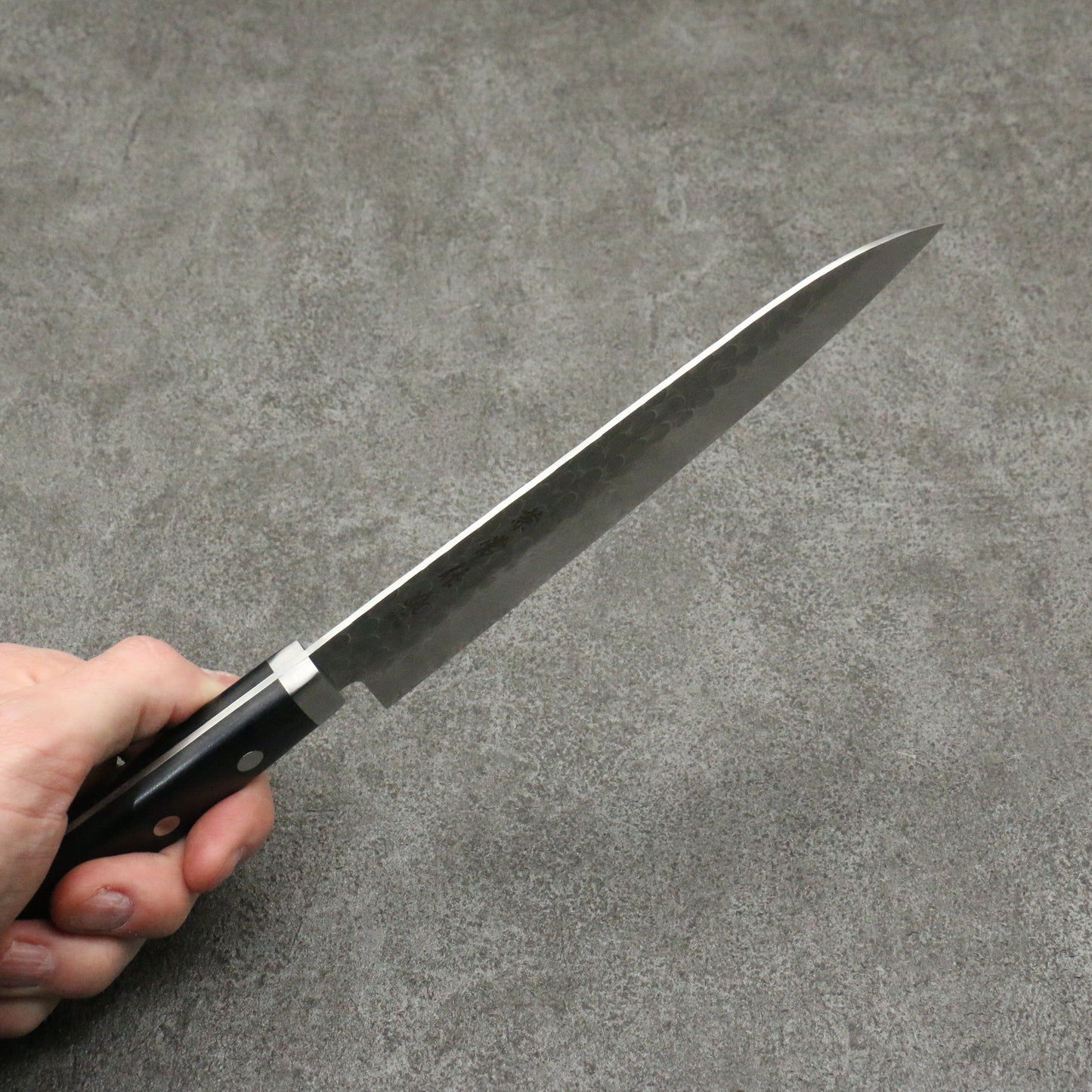 兼常 V金1号 鎚目 牛刀包丁 180mm 黒合板柄 - 清助刃物