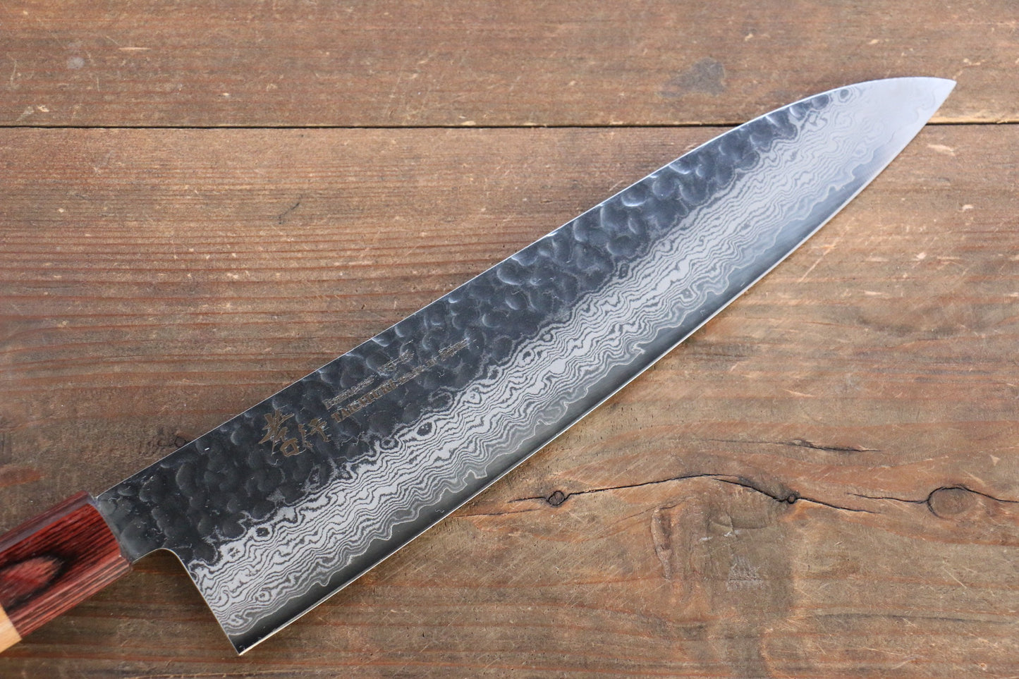 Sakai Takayuki VG10 33 Layer Damascus Japanese Chef Knife Sujihiki 240mm, Gyuto 240mm& Petty 150mm Set with Keyaki Handle(Japanese Elm) - 清助刃物
