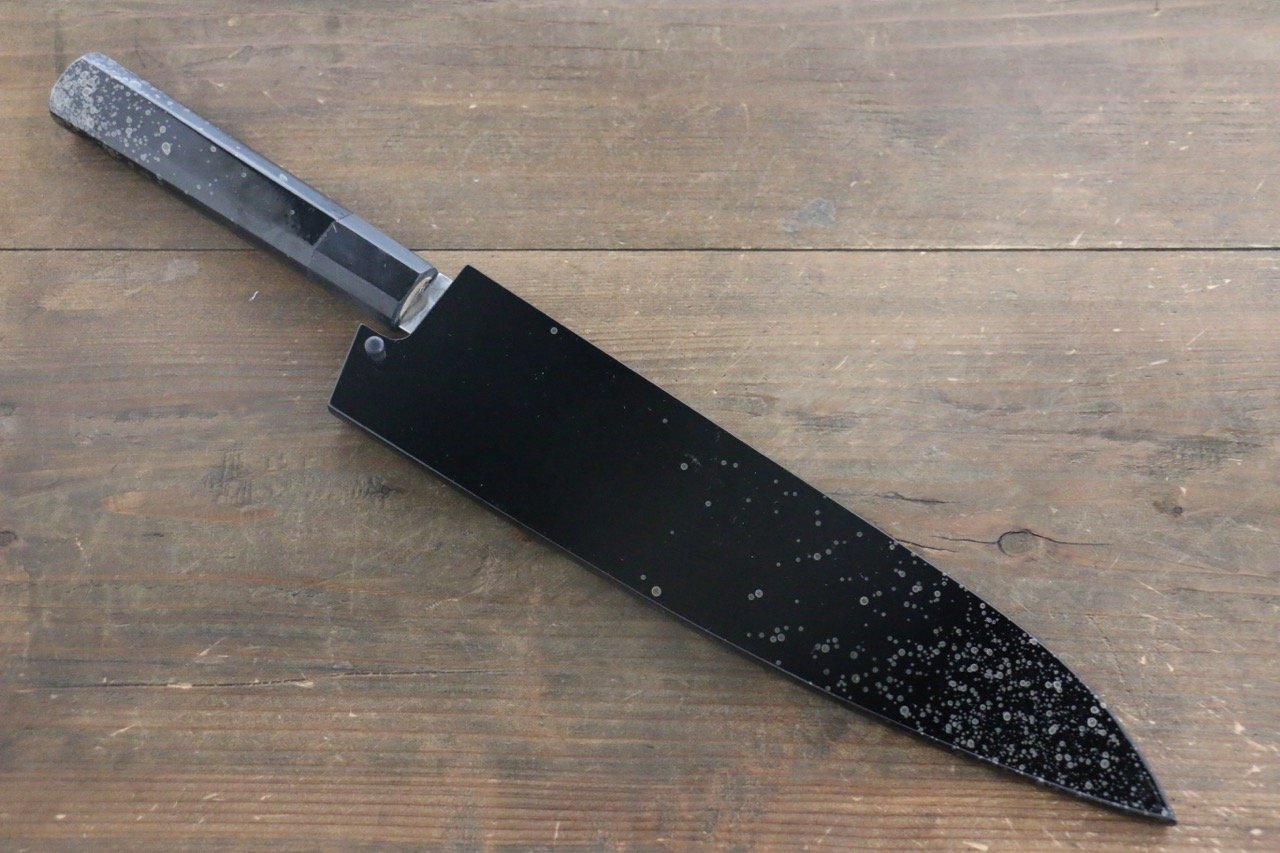 堺 孝行 45層 ダマスカス 鎚目 牛刀包丁 240mm 銀漆塗り柄 鞘付き - 清助刃物