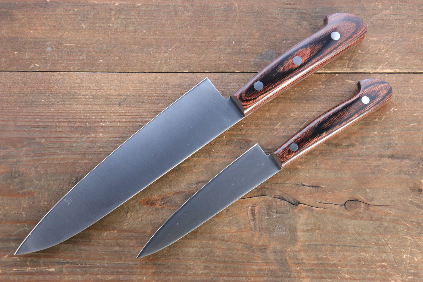 Iseya Molybdenum Steel Petty Japanese Chef Knife 120mm & Gyuto Knife 180mm with Mahogany Handle Set - 清助刃物