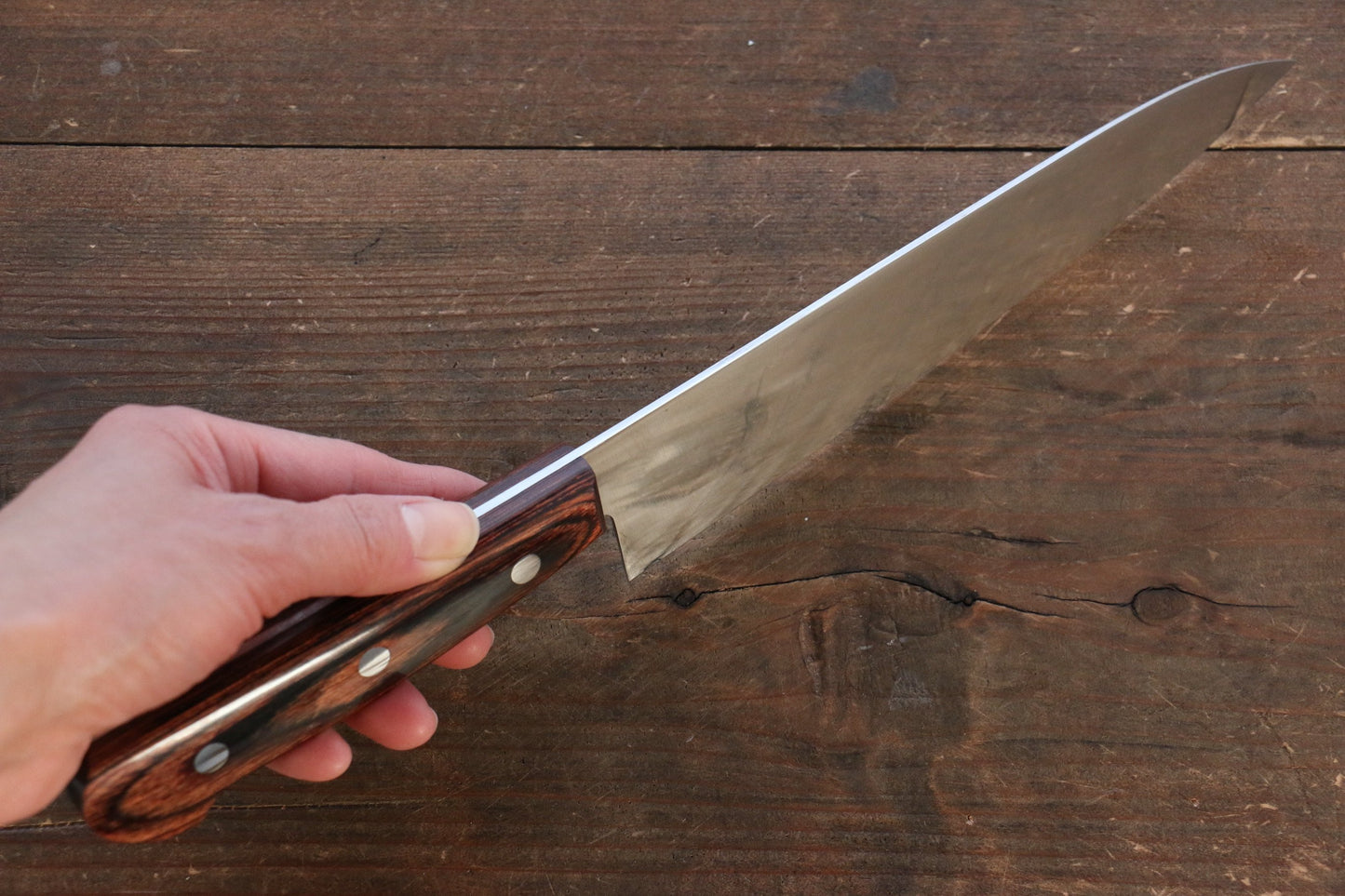 Iseya Molybdenum Steel Petty Japanese Chef Knife 120mm & Gyuto Knife 180mm with Mahogany Handle Set - 清助刃物