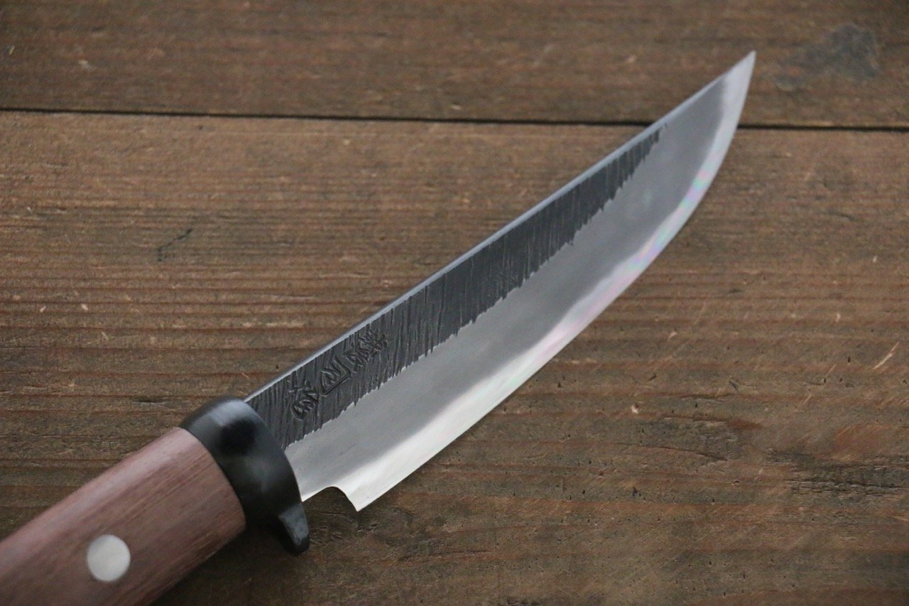 Tsukasa Hinoura White Steel Kurouchi Hunter Knife 105mm with Rose wood Handle - 清助刃物
