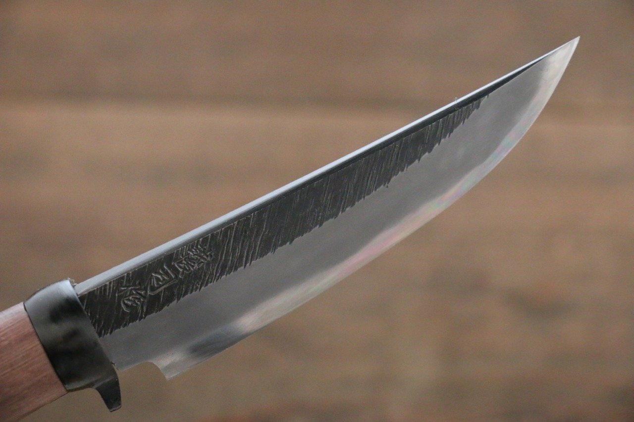Tsukasa Hinoura White Steel Kurouchi Hunter Knife 105mm with Rose wood Handle - 清助刃物