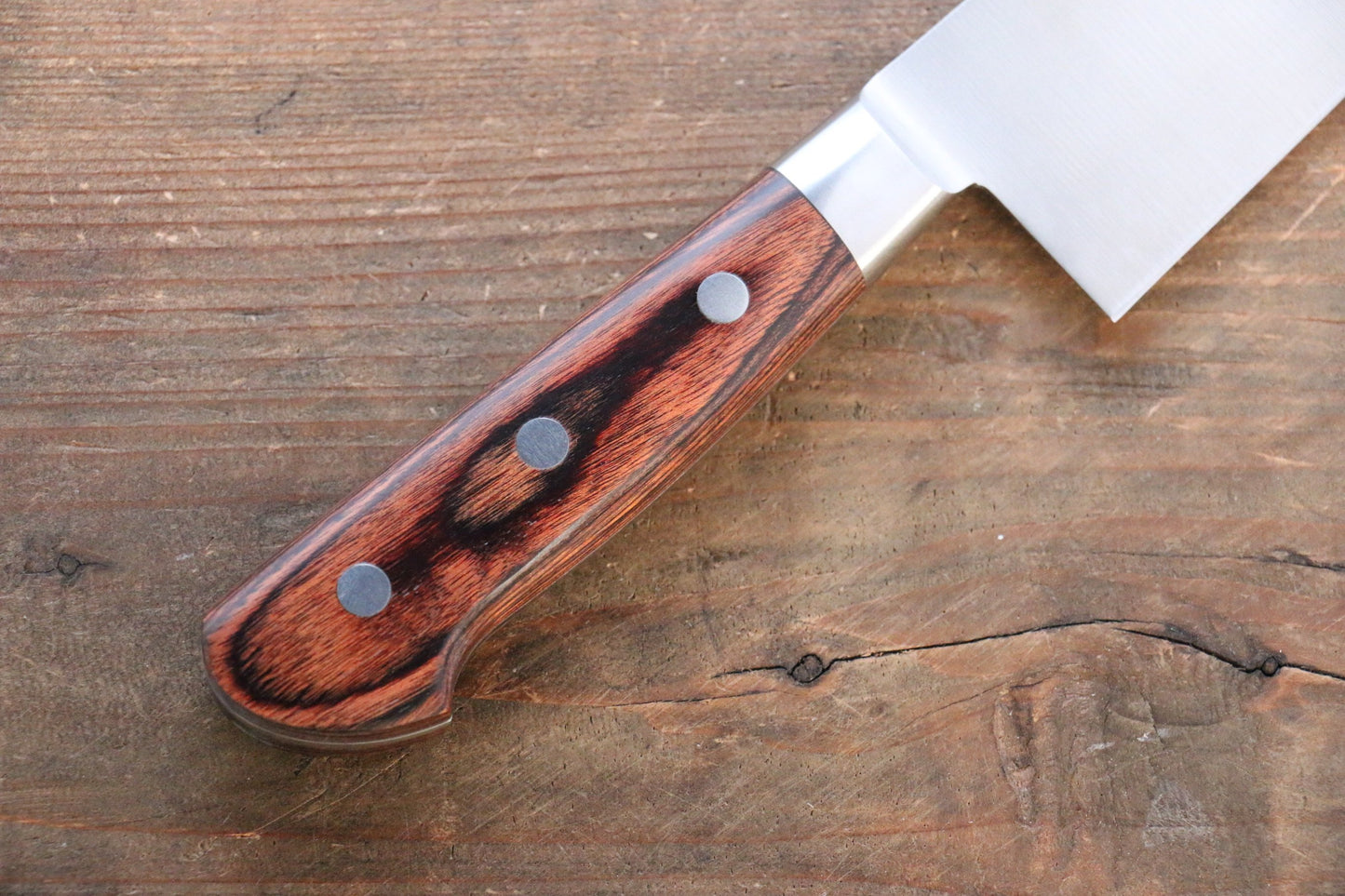 Iseya Molybdenum Steel Petty Japanese Chef Knife 120mm & Gyuto Knife 210mm with Mahogany Packer wood Handle Set (Ferrel : Stainless Steel) - 清助刃物