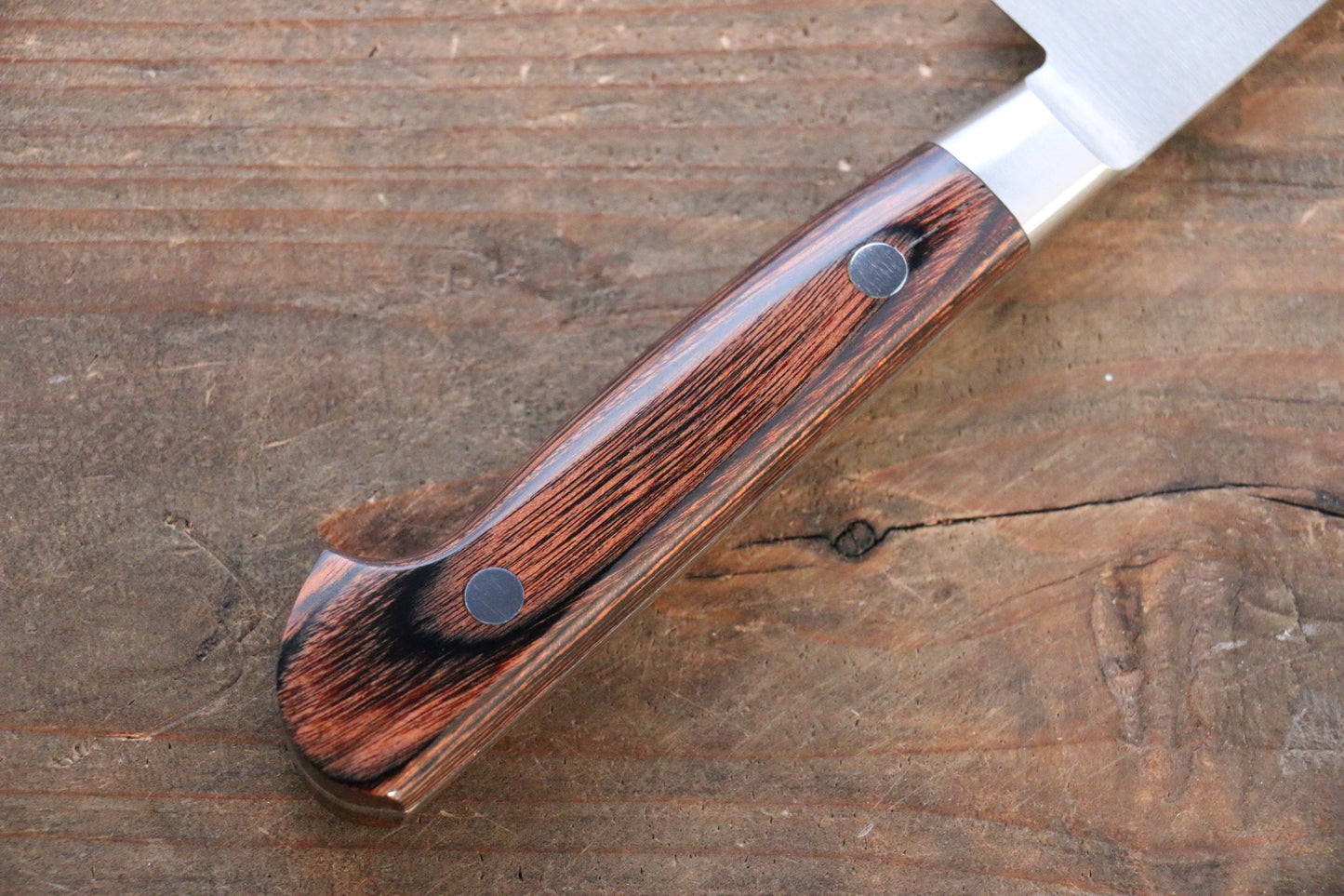Iseya Molybdenum Steel Petty Japanese Chef Knife 120mm & Gyuto Knife 210mm with Mahogany Packer wood Handle Set (Ferrel : Stainless Steel) - 清助刃物