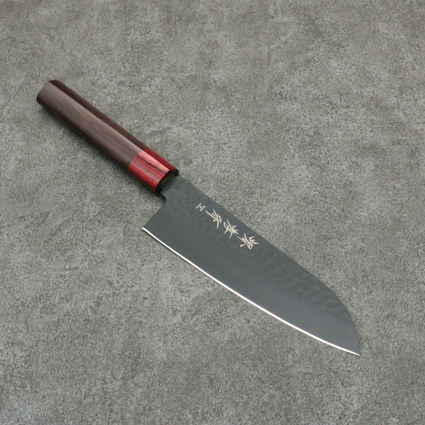 堺 孝行 黒影 V金10号 鎚目 テフロン加工 三徳包丁 170mm 紫檀柄 - 清助刃物