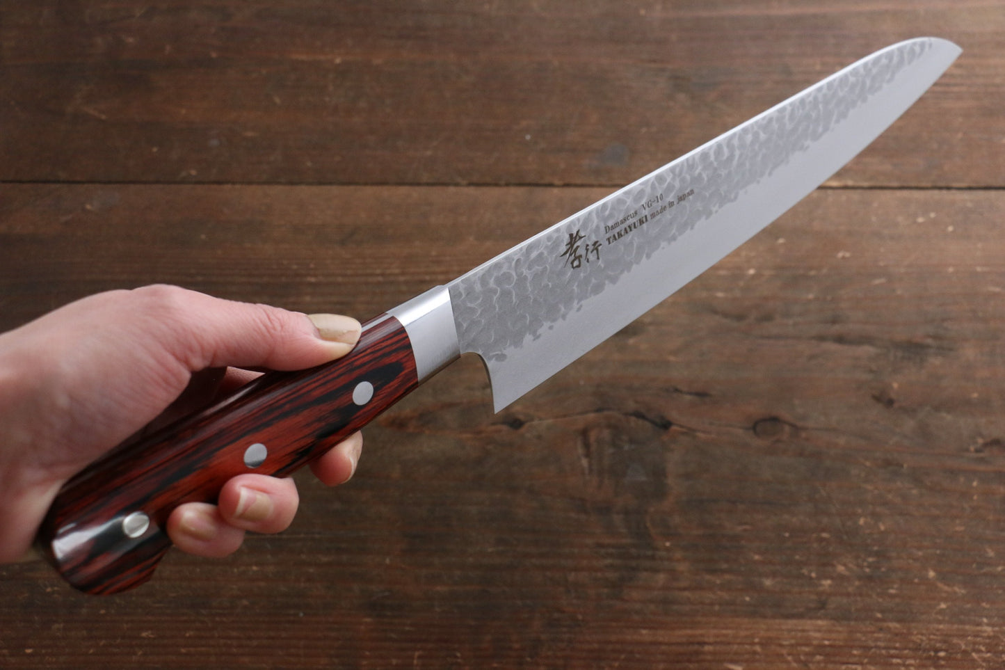 Sakai Takayuki VG10 33 Layer Damascus Sujihiki 240mm, Gyuto 210mm, Santoku 180mm & Petty 120mm Set - 清助刃物