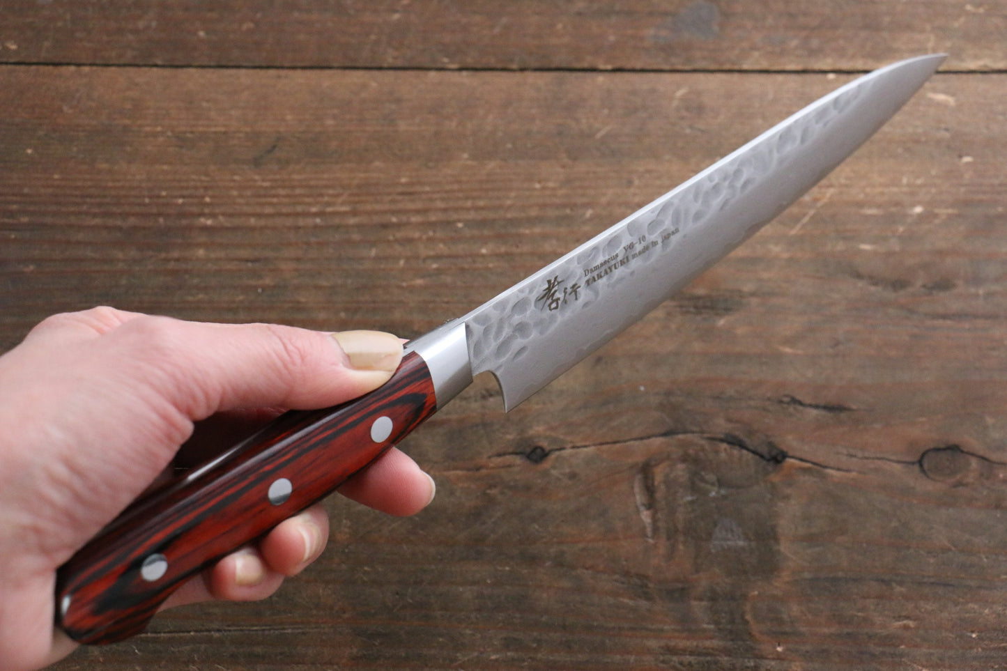 Sakai Takayuki VG10 33 Layer Damascus  Sujihiki, Gyuto 240mm, Santoku, Petty 150mm & Paring 80mm Set - 清助刃物