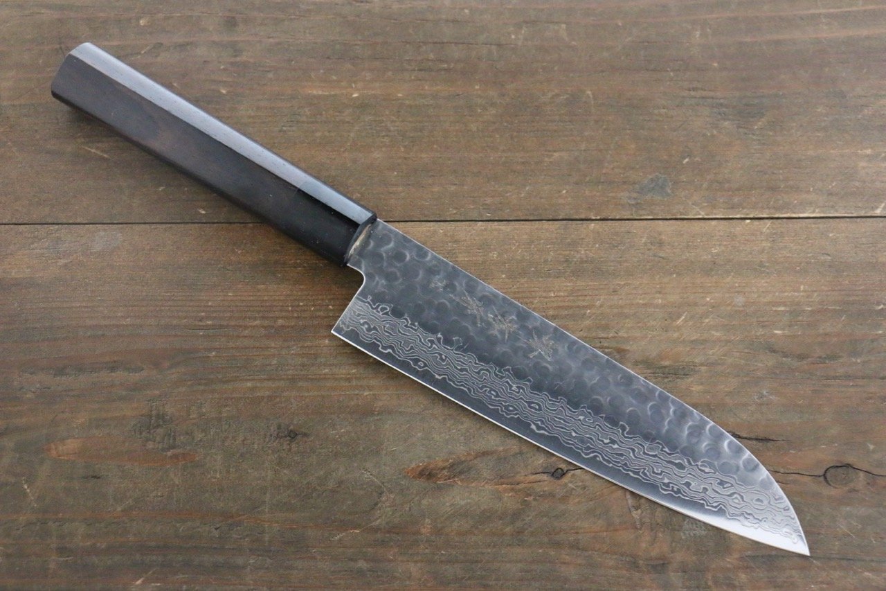 堺 孝行 AUS10 45層ダマスカス 三徳包丁 180mm 紫檀柄 - 清助刃物