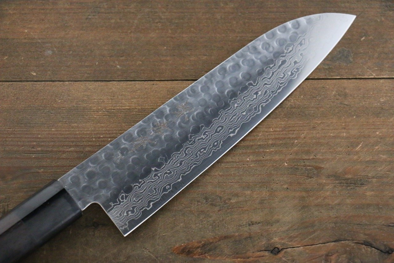 堺 孝行 AUS10 45層ダマスカス 三徳包丁 180mm 紫檀柄 - 清助刃物