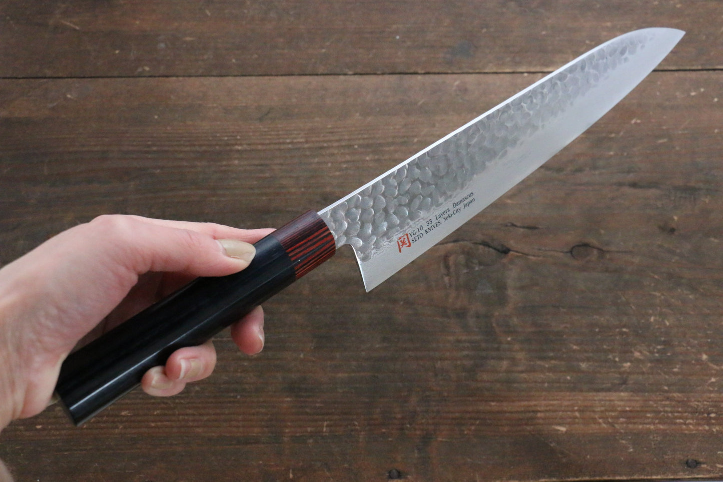 Iseya VG10 33 Layer Damascus Japanese Petty 80mm, Petty 150mm, Santoku, Small Santoku, Gyuto, Nakiri & Sushi Chef Knife 210mm Set - 清助刃物