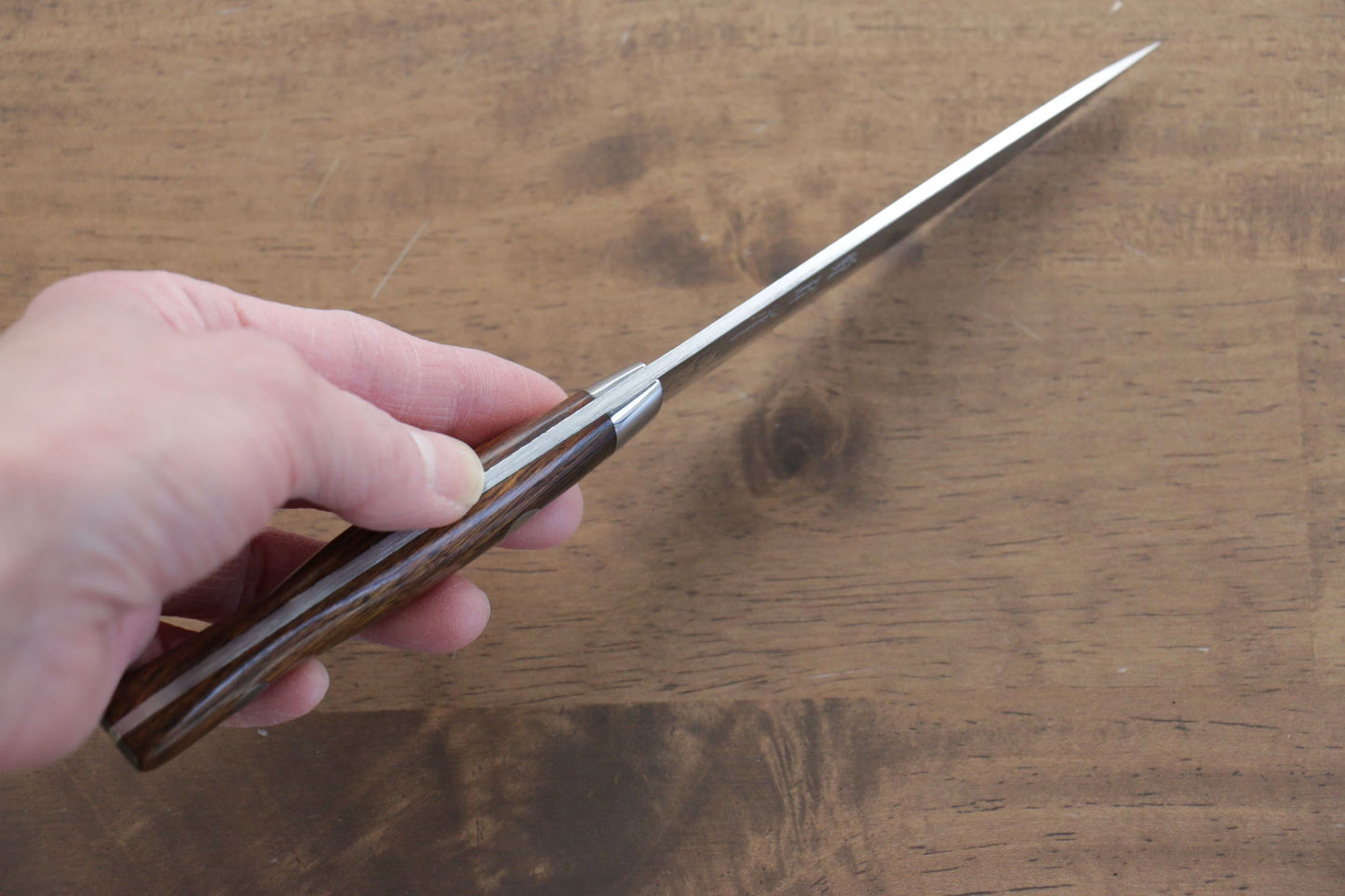 野村 V金10号 ダマスカス ペティーナイフ  100mm アイアンウッド柄 - 清助刃物