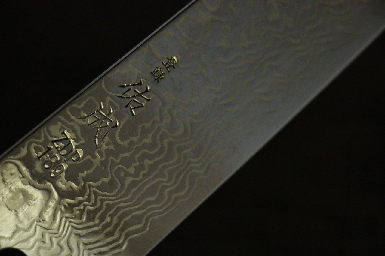 佑成 ZDP189 ダマスカス 牛刀包丁 210mm 紫檀柄 - 清助刃物