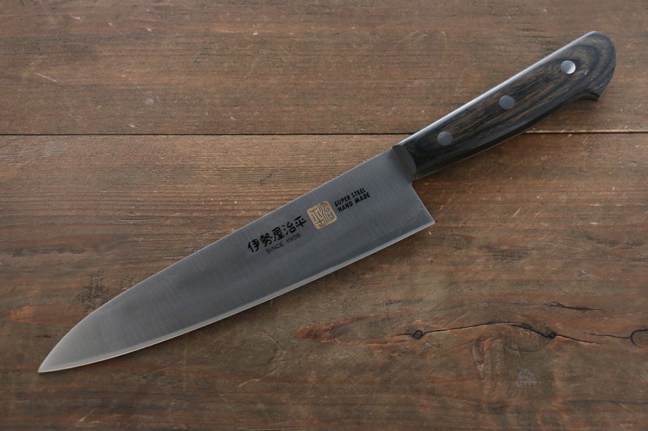 伊勢屋 モリブデン鋼(MOL) 牛刀包丁 180mm 黒合板柄 - 清助刃物