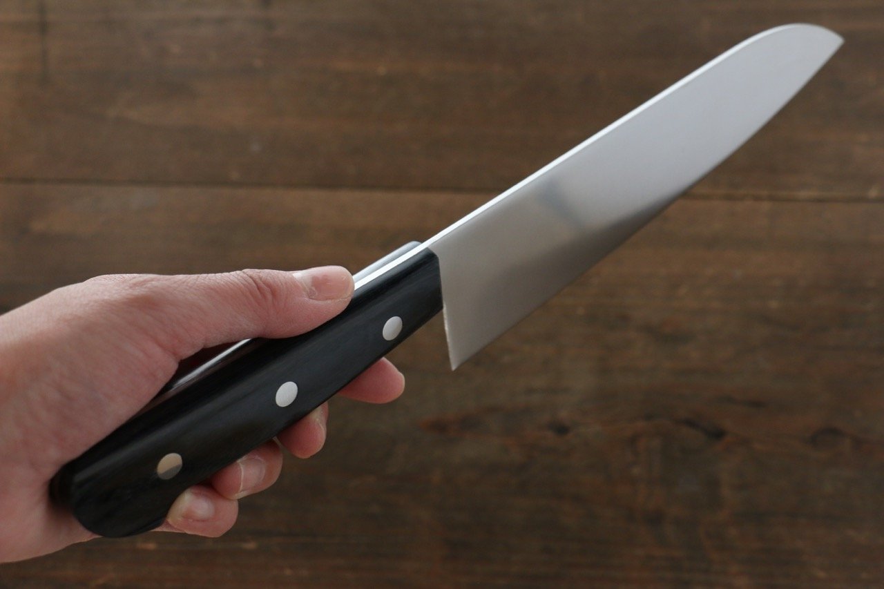 Iseya Molybdenum Steel petty Knife 150mm & Santoku Knife 180mm with Black Packer wood Handle Set - 清助刃物