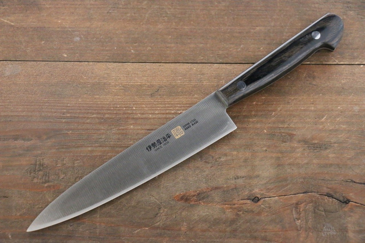 Iseya Molybdenum Steel petty Knife 150mm & Santoku Knife 180mm with Black Packer wood Handle Set - 清助刃物
