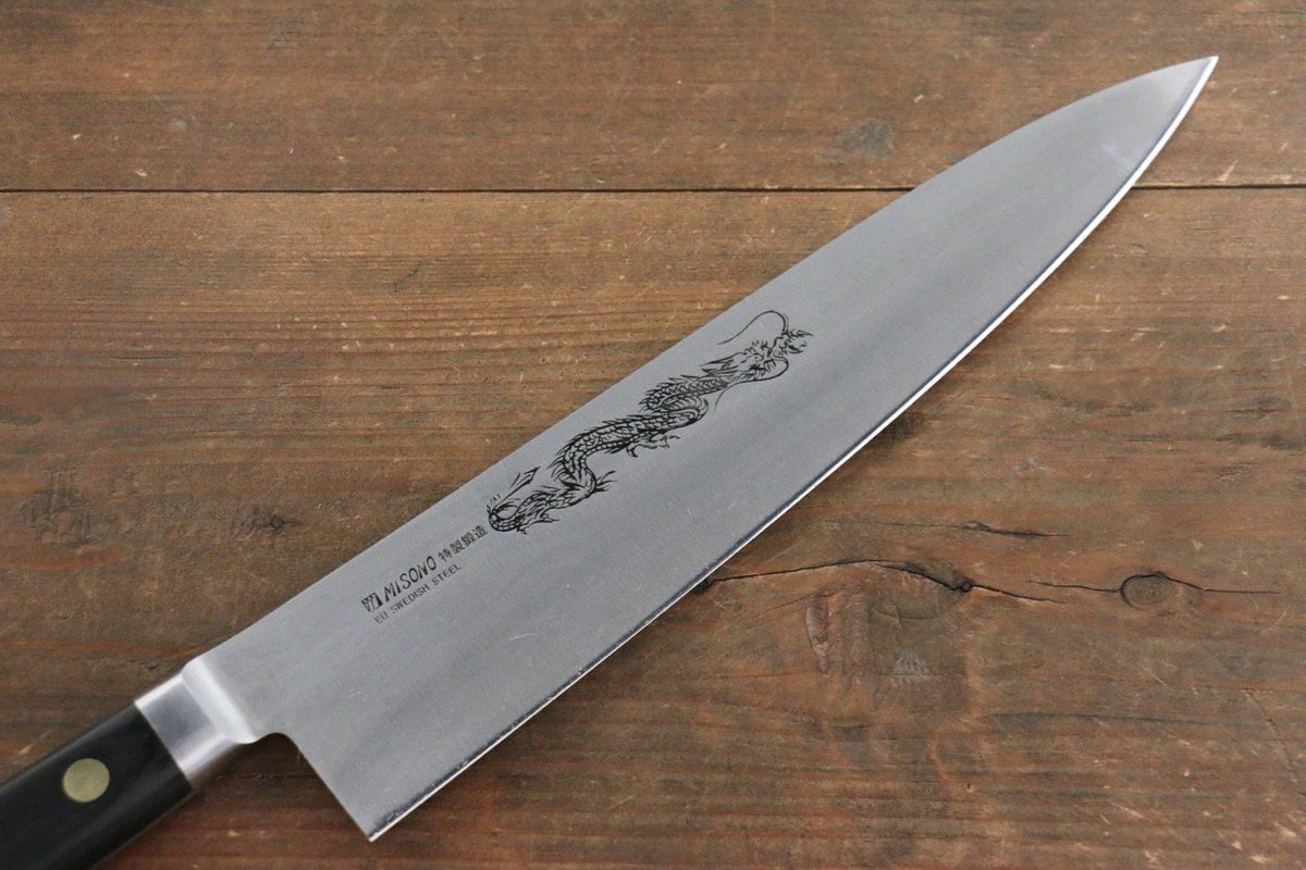 ミソノ スウェーデン鋼 龍の彫刻入り 牛刀包丁 – 清助刃物