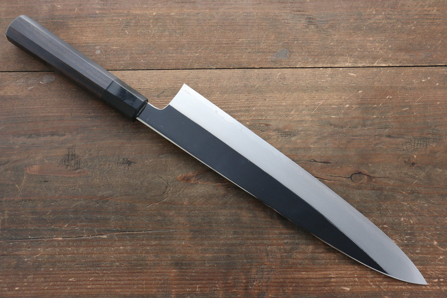 堺 菊守 V金10号 鏡面仕上げ 牛刀包丁 270mm 黒檀柄 - 清助刃物