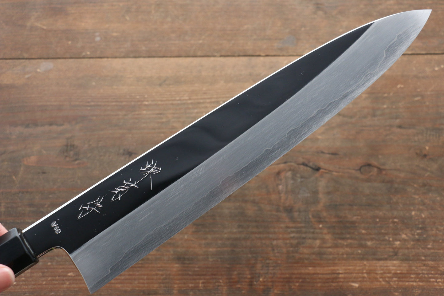 堺 菊守 V金10号 鏡面仕上げ 牛刀包丁 270mm 黒檀柄 - 清助刃物