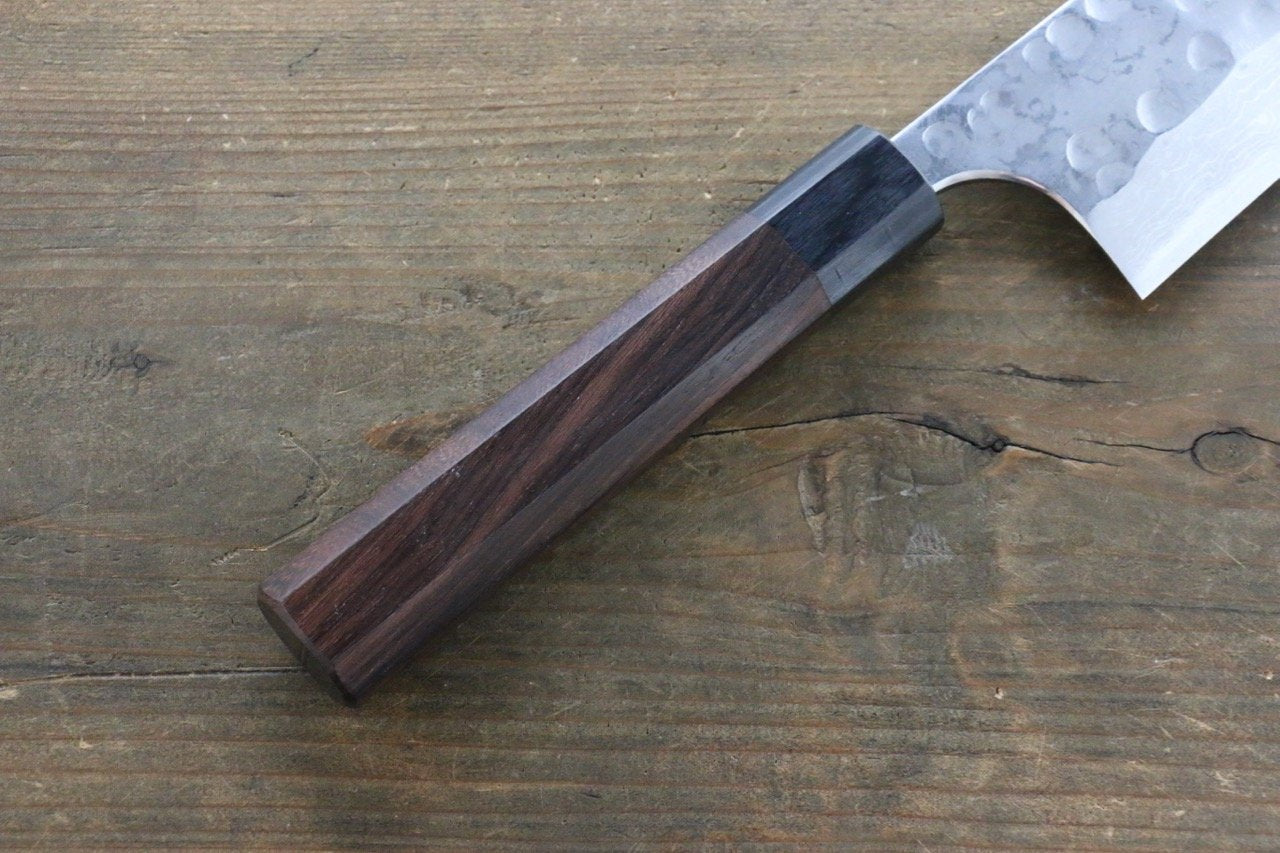 清助 青ニ鋼 鎚目 ダマスカス 牛刀包丁  240mm 紫檀柄 - 清助刃物