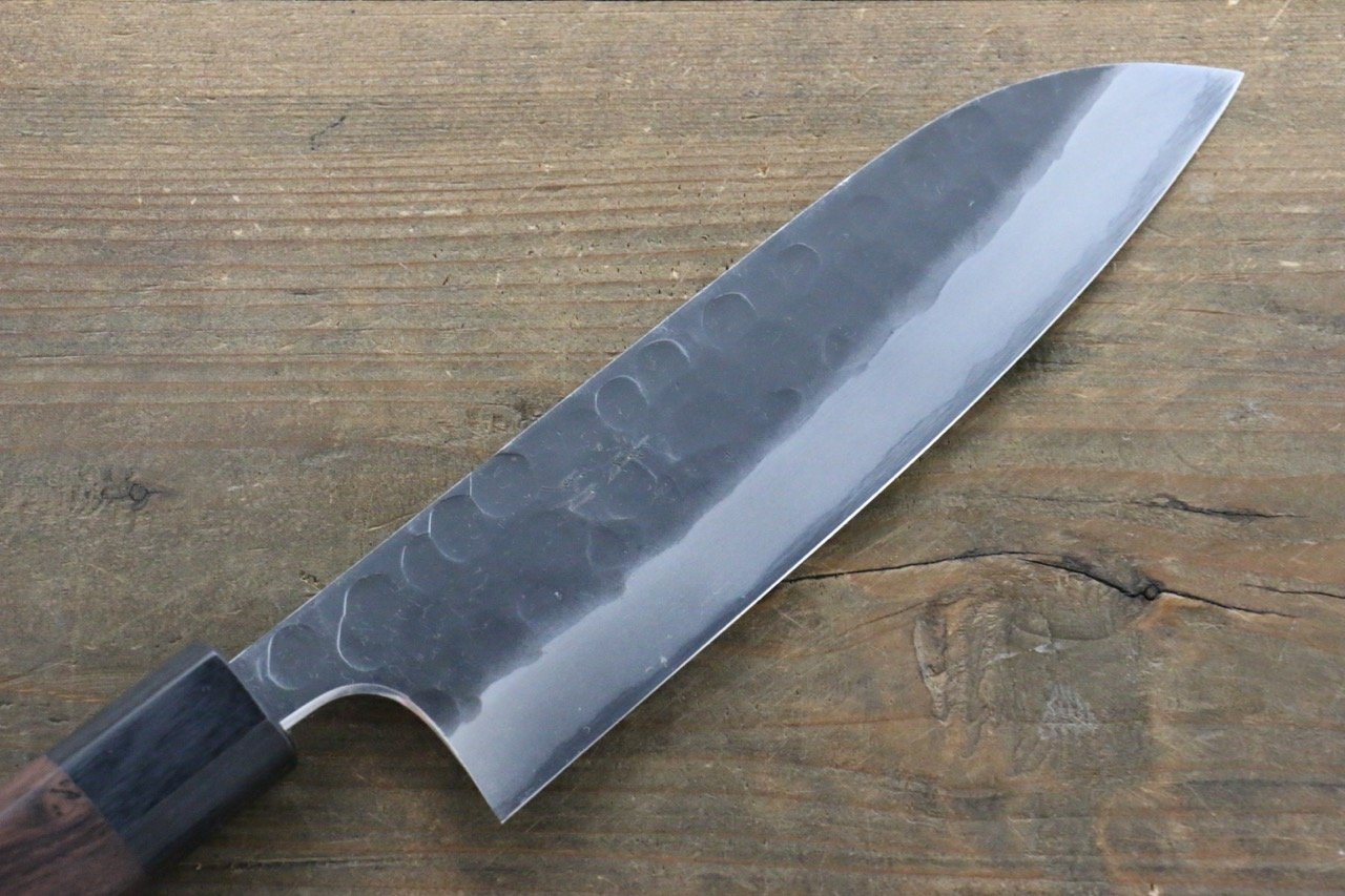 清助 青ニ鋼 鎚目 黒打 三徳包丁 165mm 紫檀柄 - 清助刃物
