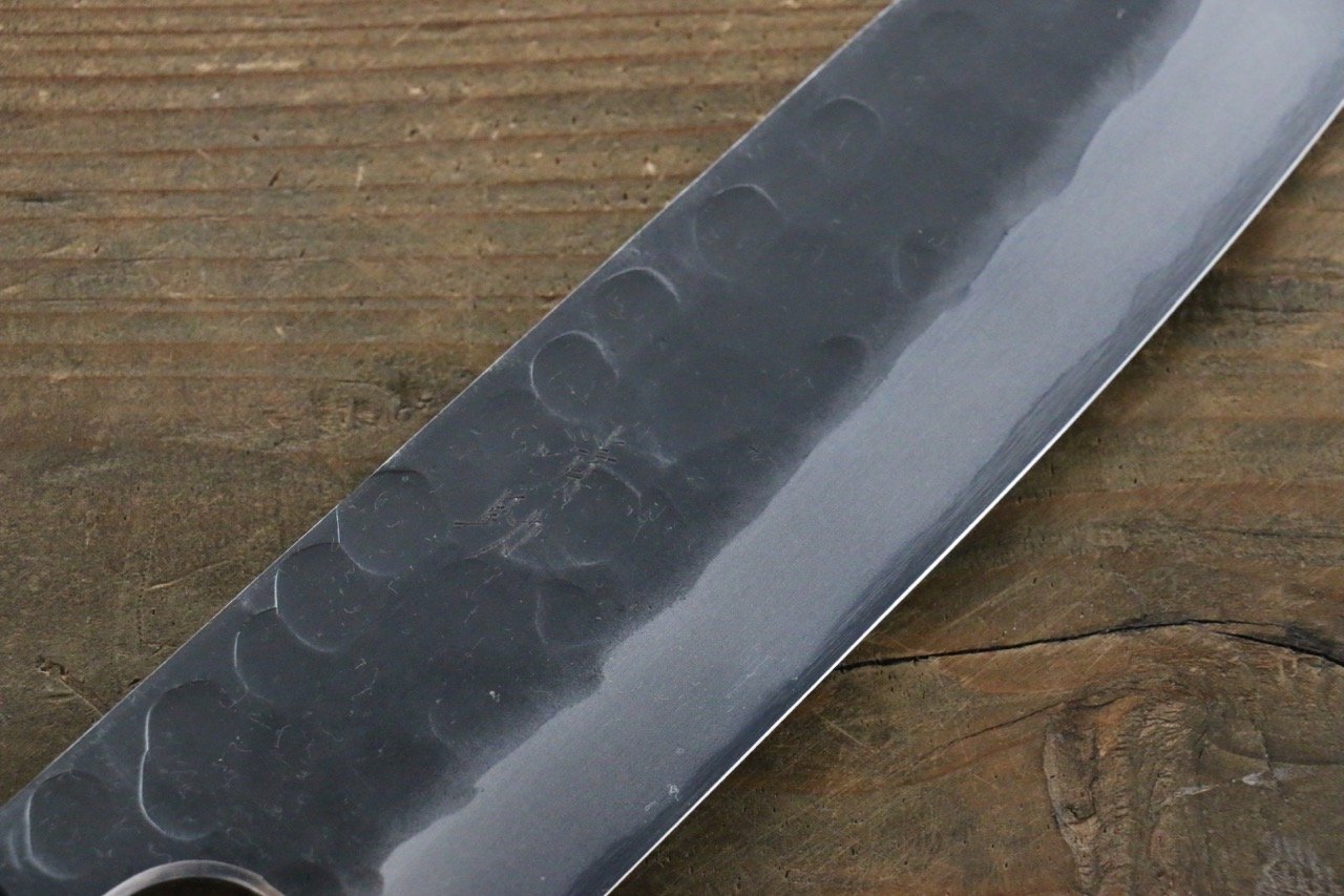 清助 青ニ鋼 鎚目 黒打 三徳包丁 180mm 紫檀柄 - 清助刃物