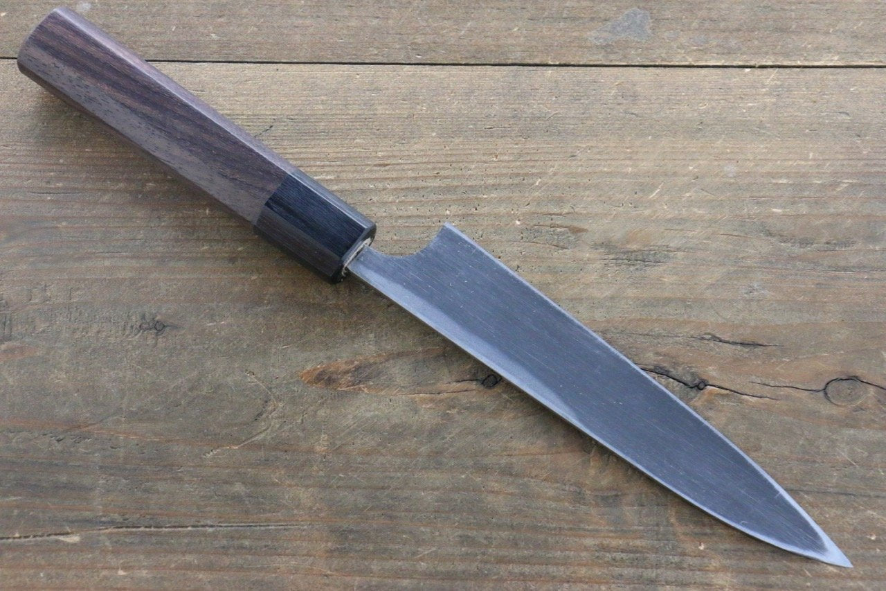清助 青ニ鋼 鎚目 黒打 ペティーナイフ 150mm 紫檀柄 - 清助刃物