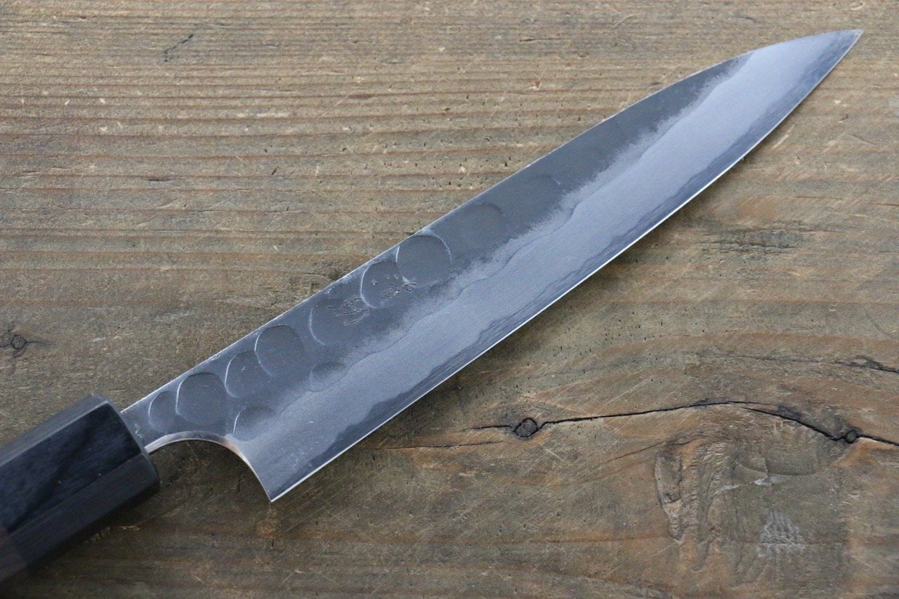 清助 青ニ鋼 鎚目 黒打 ペティーナイフ 150mm 紫檀柄 - 清助刃物