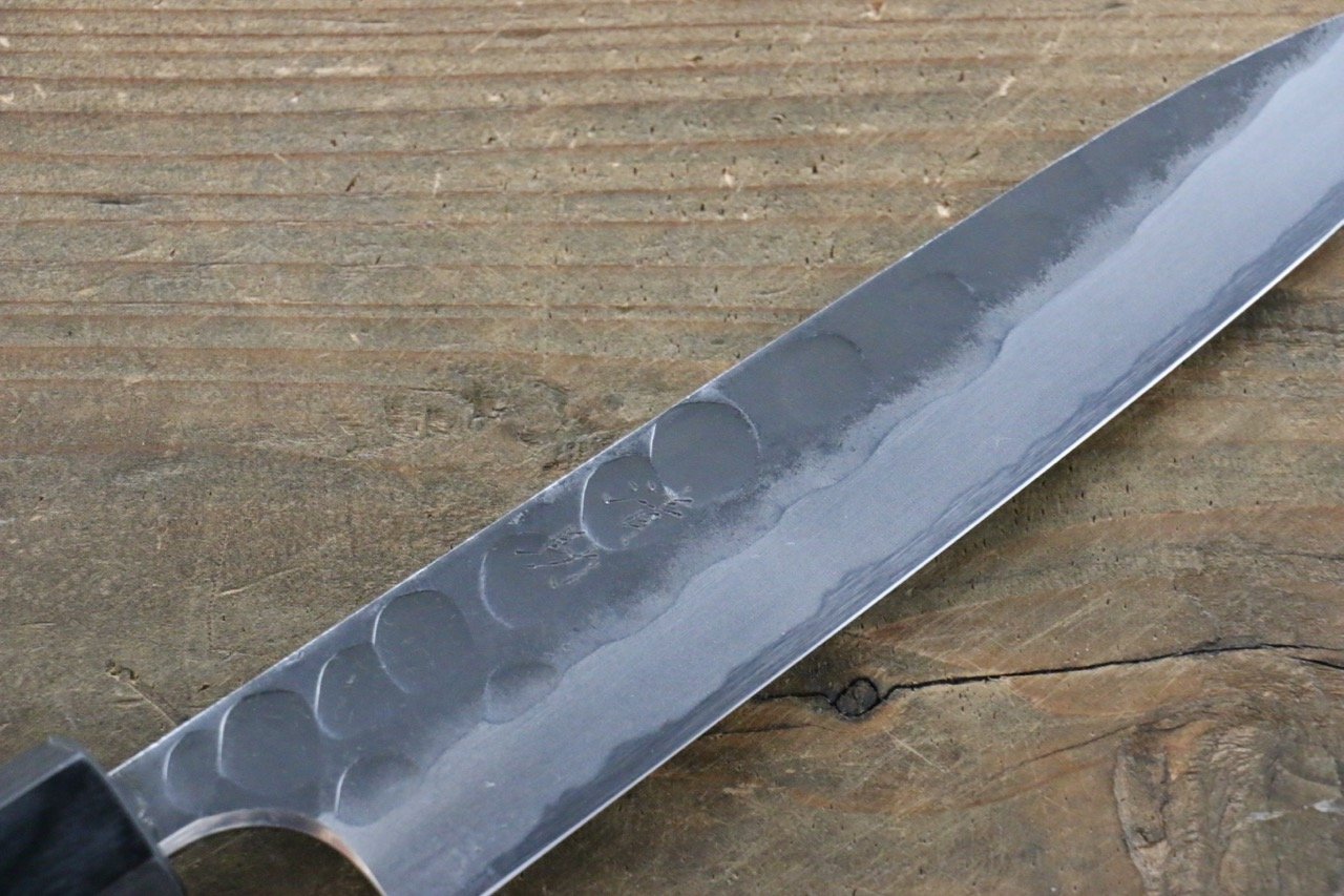 清助 青ニ鋼 鎚目 黒打 ペティーナイフ 150mm 紫檀柄 - 清助刃物