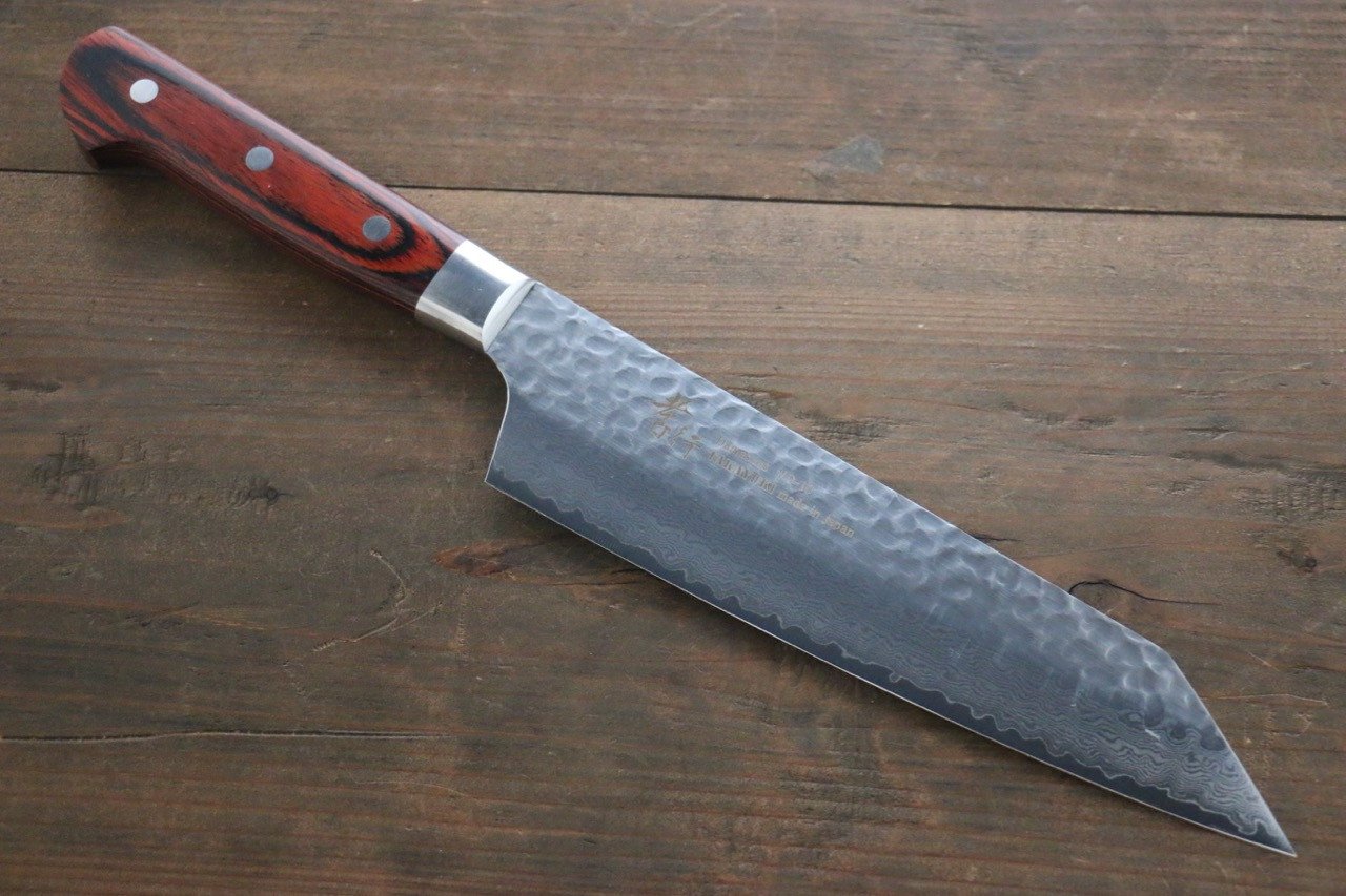 堺 孝行 VG10 33層 ダマスカス 切付牛刀包丁 190mm マホガニー柄 - 清助刃物