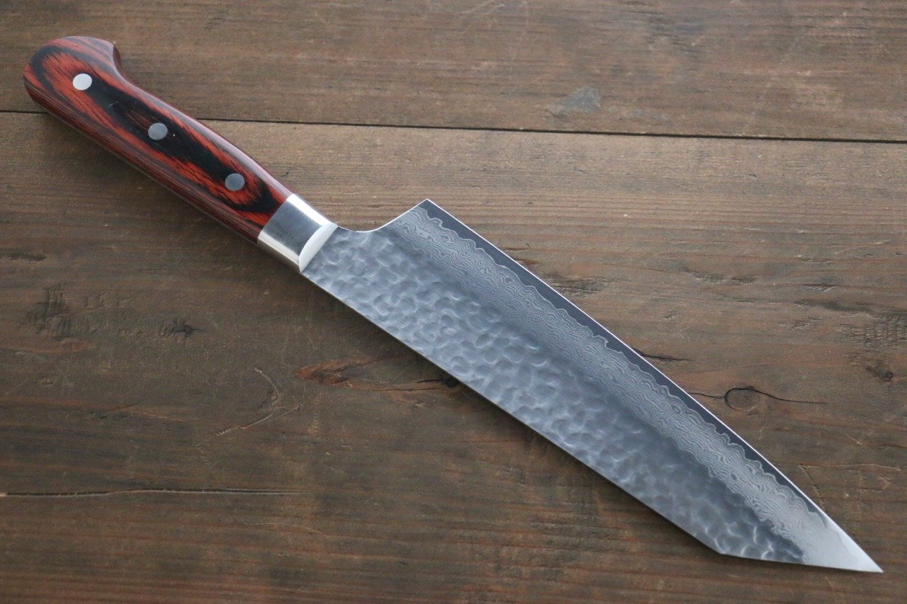 堺 孝行 VG10 33層 ダマスカス 切付牛刀包丁 190mm マホガニー柄 - 清助刃物